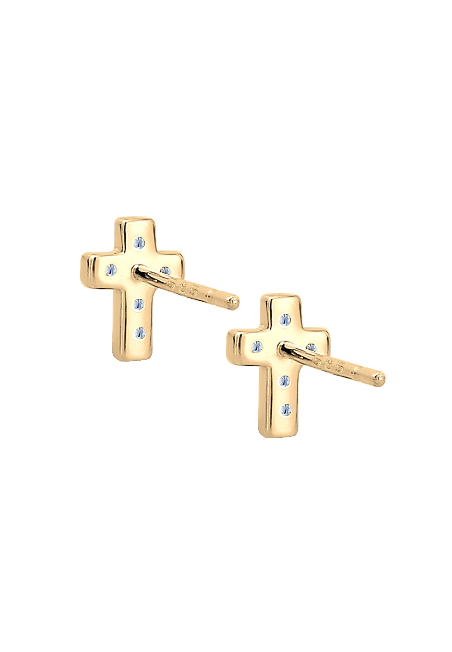 Elli DIAMONDS Paar Ohrstecker »Ohrstecker Kreuz Diamant (0.06ct) 585 Gelbgold«