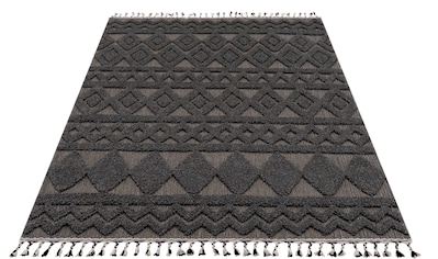 Teppich »Duncan«, rechteckig, 18 mm Höhe, Hoch-Tief-Struktur, mit Woll-Look, Boho... kaufen