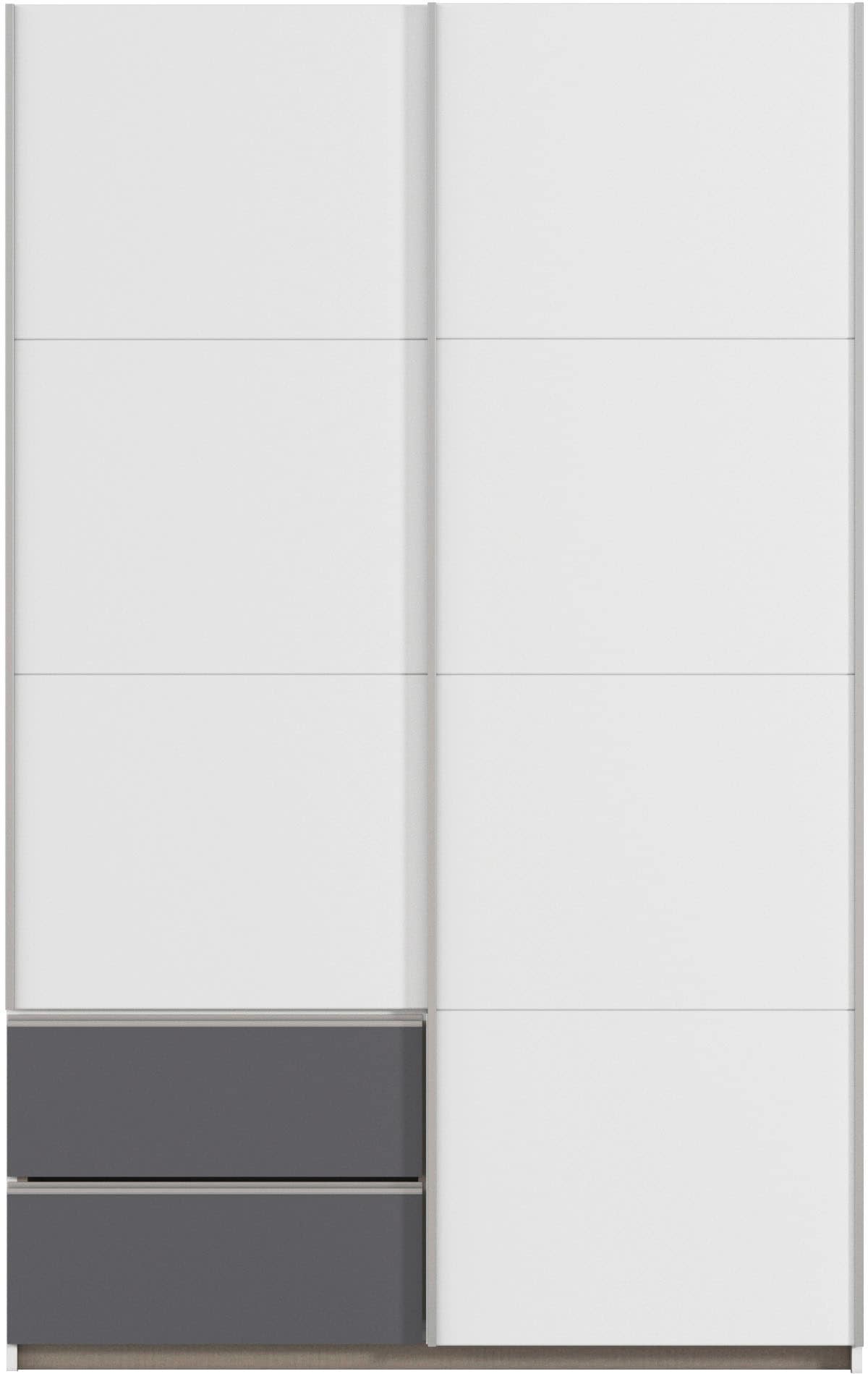 rauch Schwebetürenschrank »Kleiderschrank Schrank Garderobe Wäscheschrank SEVILLA«, (in 3 verschiedenen Ausstattungen BASIC/CLASSIC/PREMIUM), Metall-Griffleisten alufarben oder Graumetallic MADE IN GERMANY