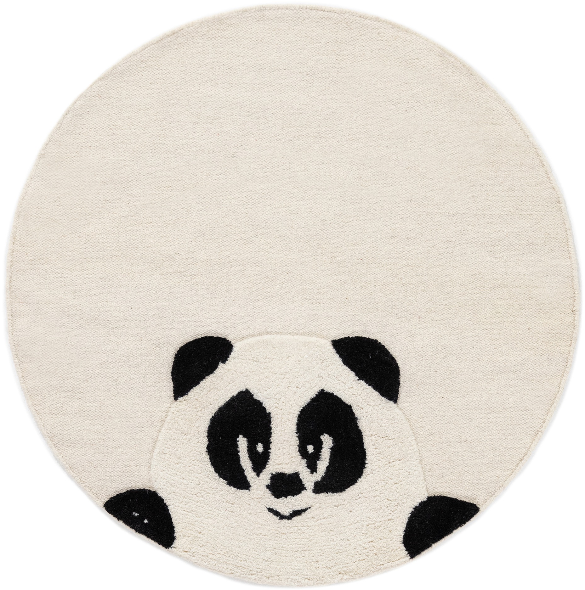 Kinderteppich CARPETFINE "Panda", creme, H:0,6mm Ø:100cm, Obermaterial: 100% Wolle, Teppiche, Kinderteppich