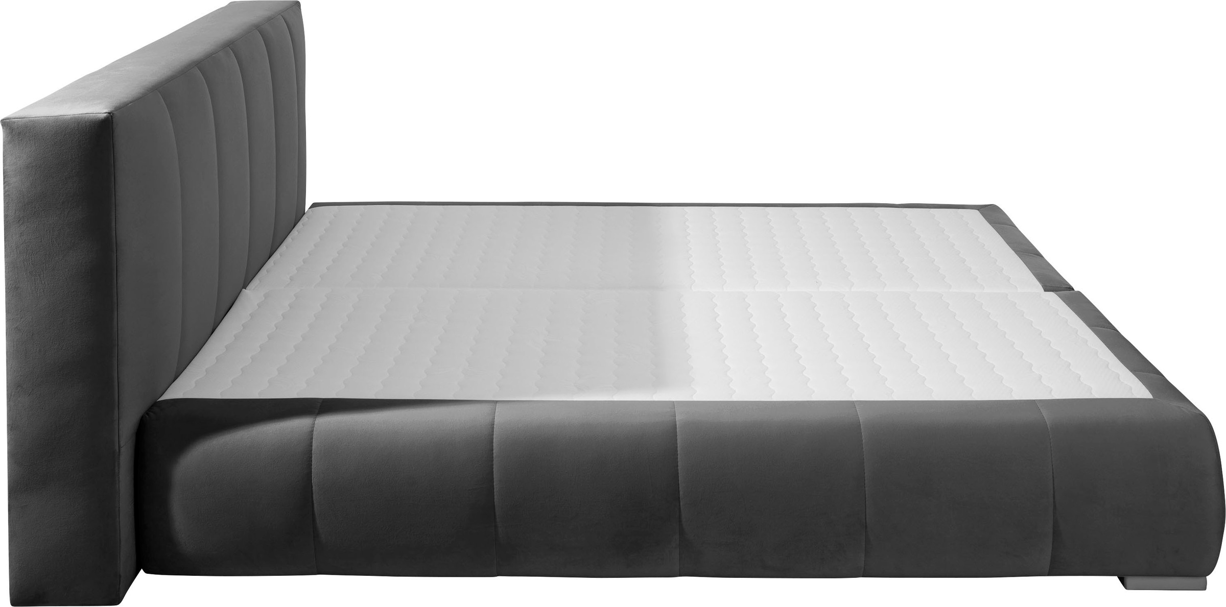 Boxspringbett HOME AFFAIRE "Chelles", grau (schiefer), B:167cm L:225cm, Samtoptik (100% Polyester);Bezug der Spiegelfläche Matratzendrell aus 100% Polyester;Struktur fein 100% Polyester), Komplettbetten, Boxspringbett, inkl. Kaltschaumtopper, in 5 Breiten 3