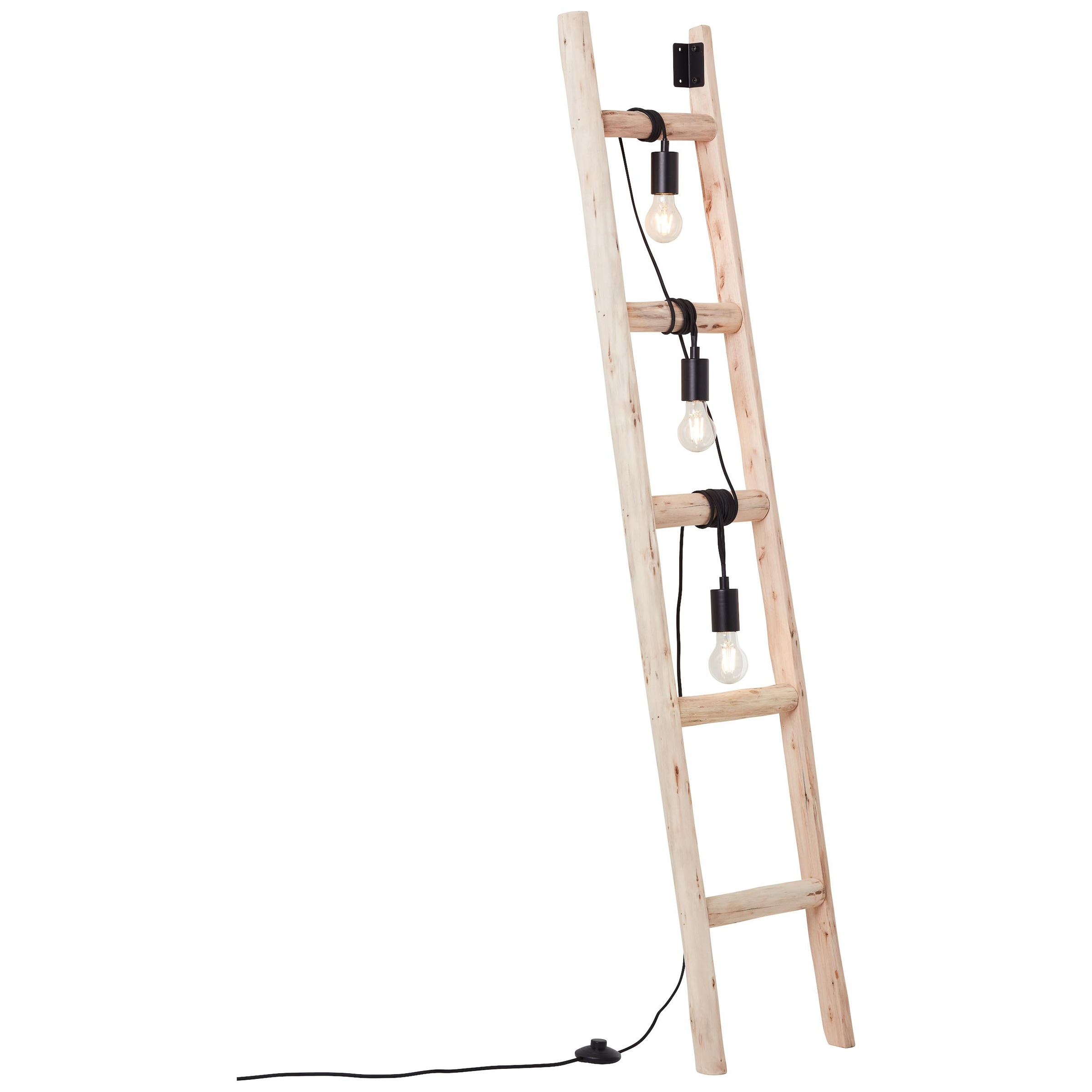 Brilliant Stehlampe »Ladder«, 3 flammig, Leuchtmittel E27 | ohne Leuchtmittel, 158 cm Höhe, 3 x E27, Holz/Metall, schwarz/holz