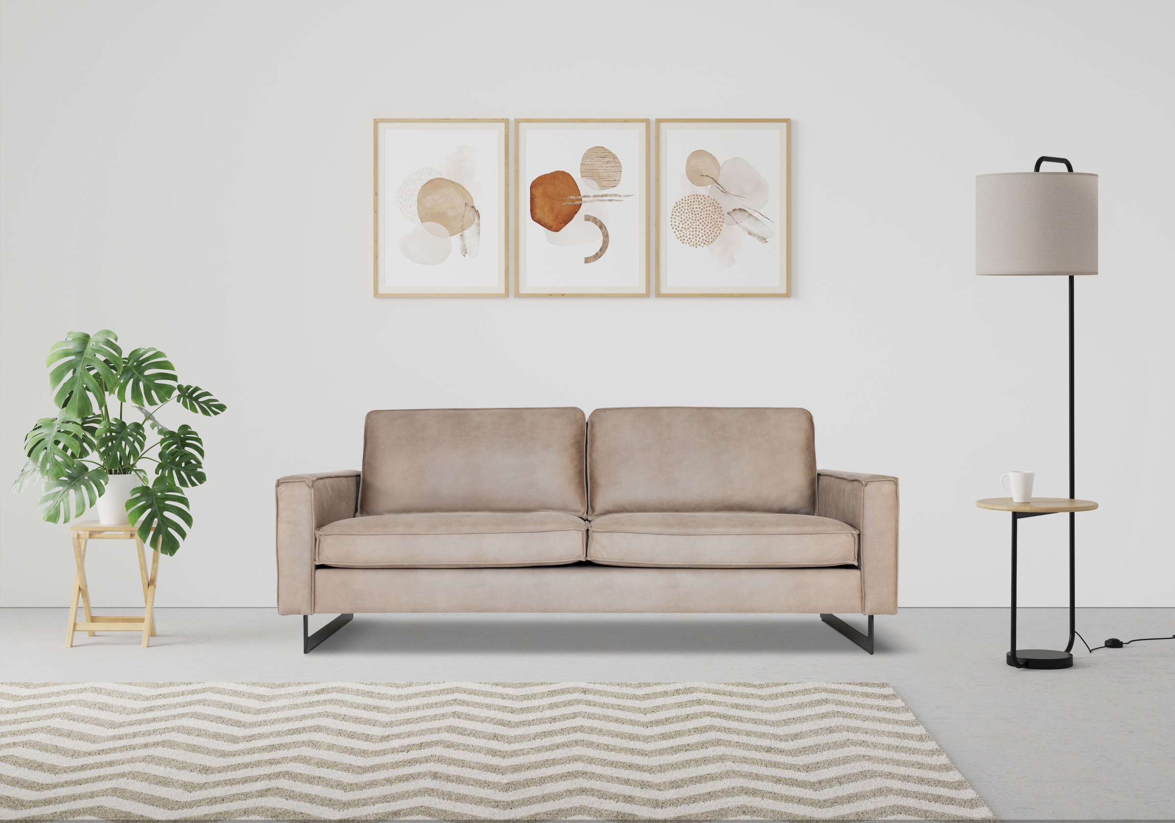 Home affaire 3-Sitzer "Pinto, 206 cm, Cord, Chenille, Lederoptik" mit Keder günstig online kaufen