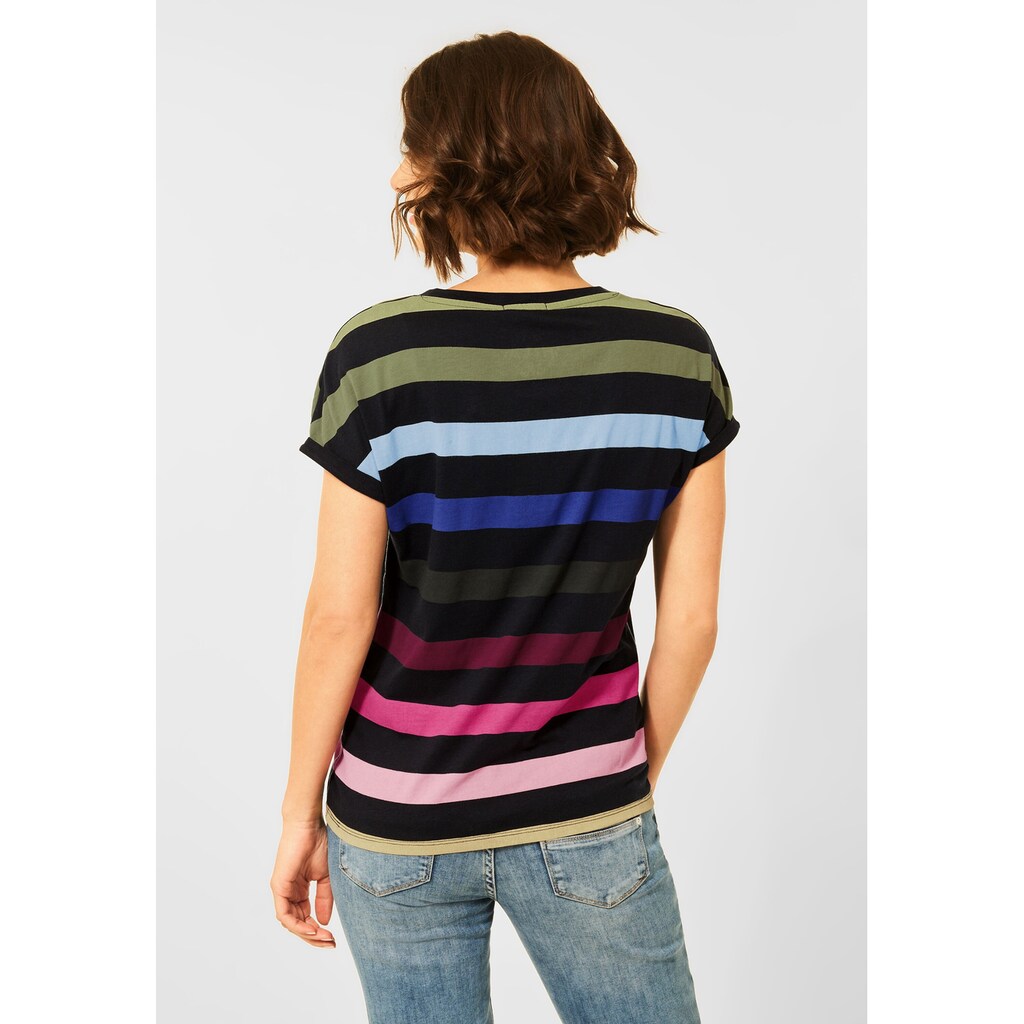 Damenmode Shirts & Sweatshirts Cecil Rundhalsshirt, mit Streifenmuster dunkelblau Damenmode Shirts & Sweatshirts Cecil Rundhalsshirt, mit Streifenmuster dunkelblau
