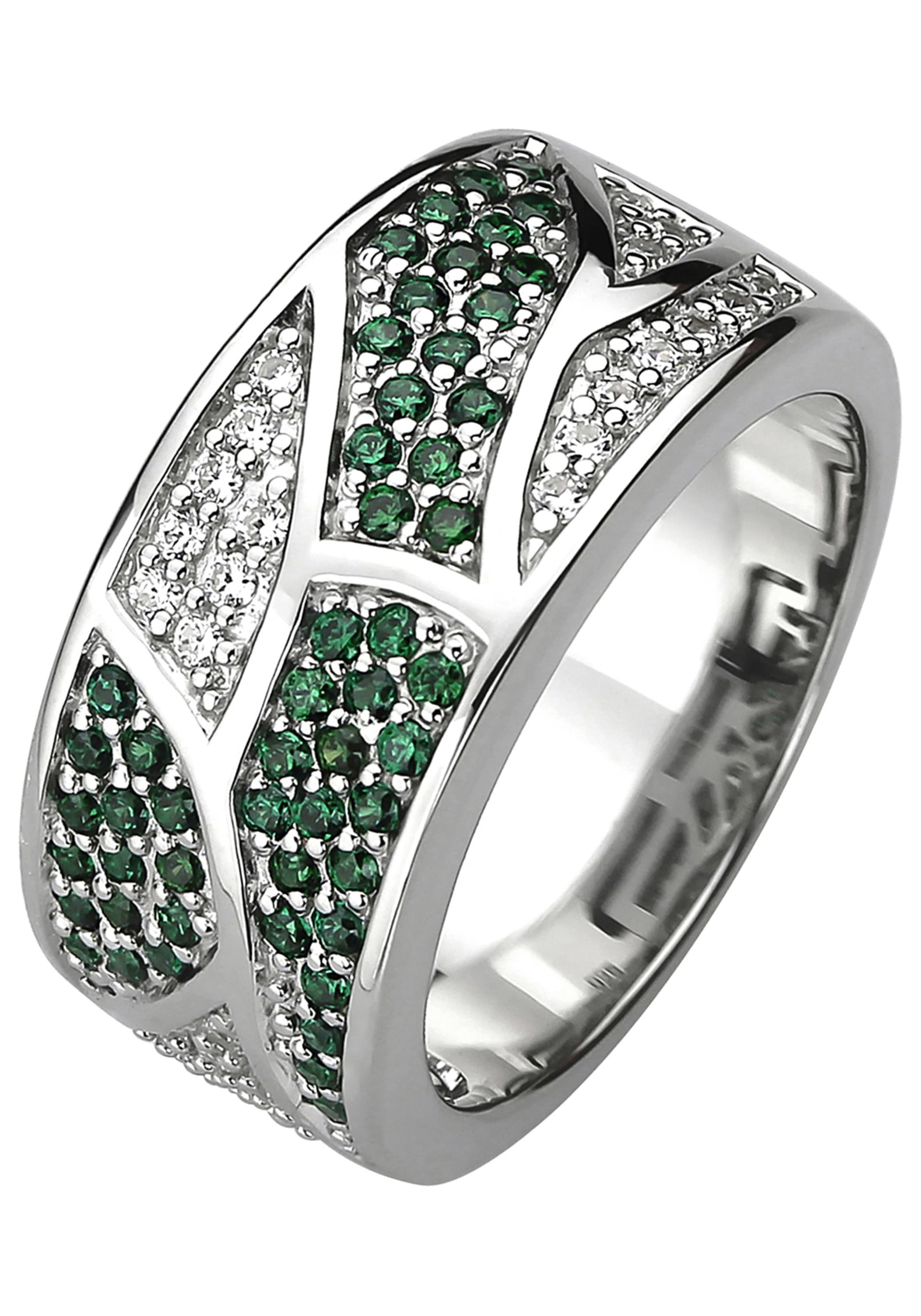 JOBO Fingerring, 925 grün 85 mit BAUR Silber online bestellen weiß Zirkonia | und