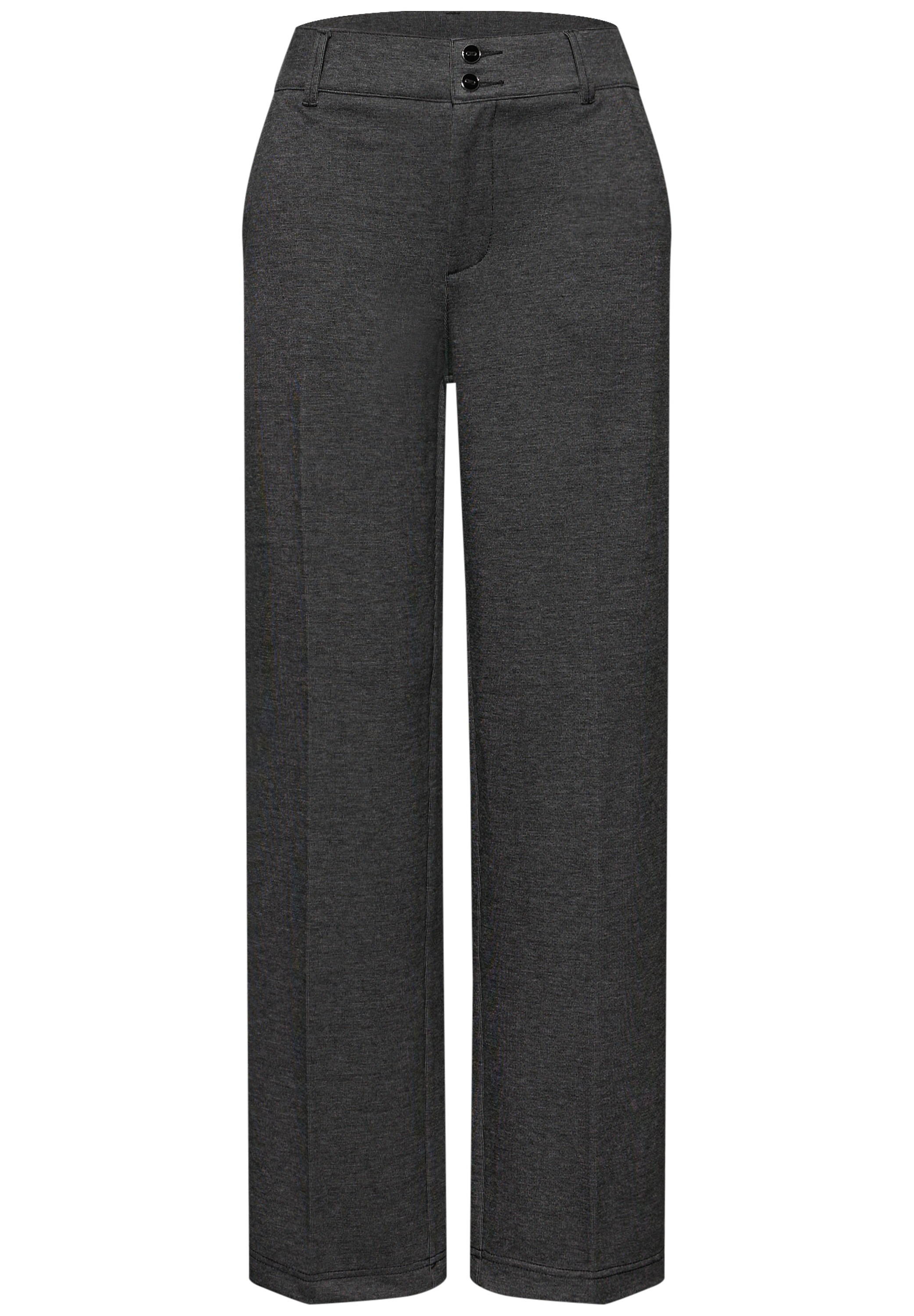 Stoffhose STREET ONE, Damen, Gr. 38, Länge 30, schwarz, Stoff, 50% Polyester, 25% Viskose, 20% Polyamid, 5% Elasthan, meliert, comfort fit lang, Hosen Stoffhose, High Waist 3