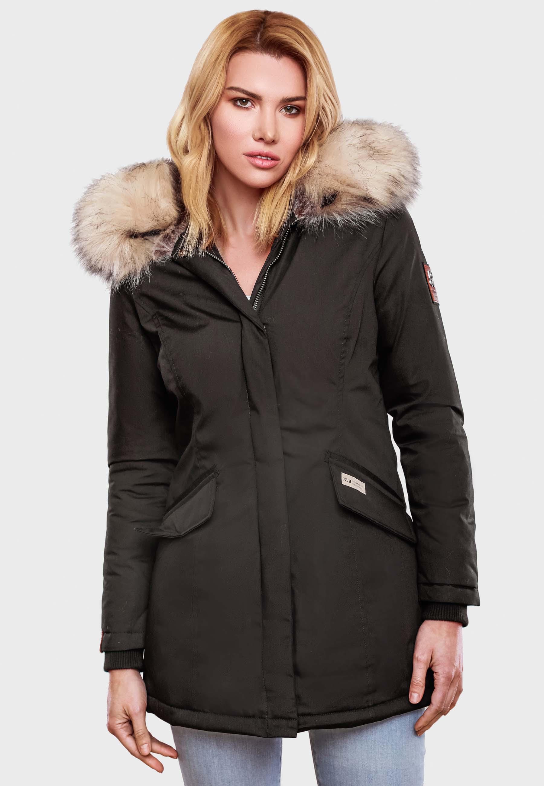 Navahoo Wintermantel »Cristal«, stylischer Damen Winterparka mit Kunstfell-Kapuze