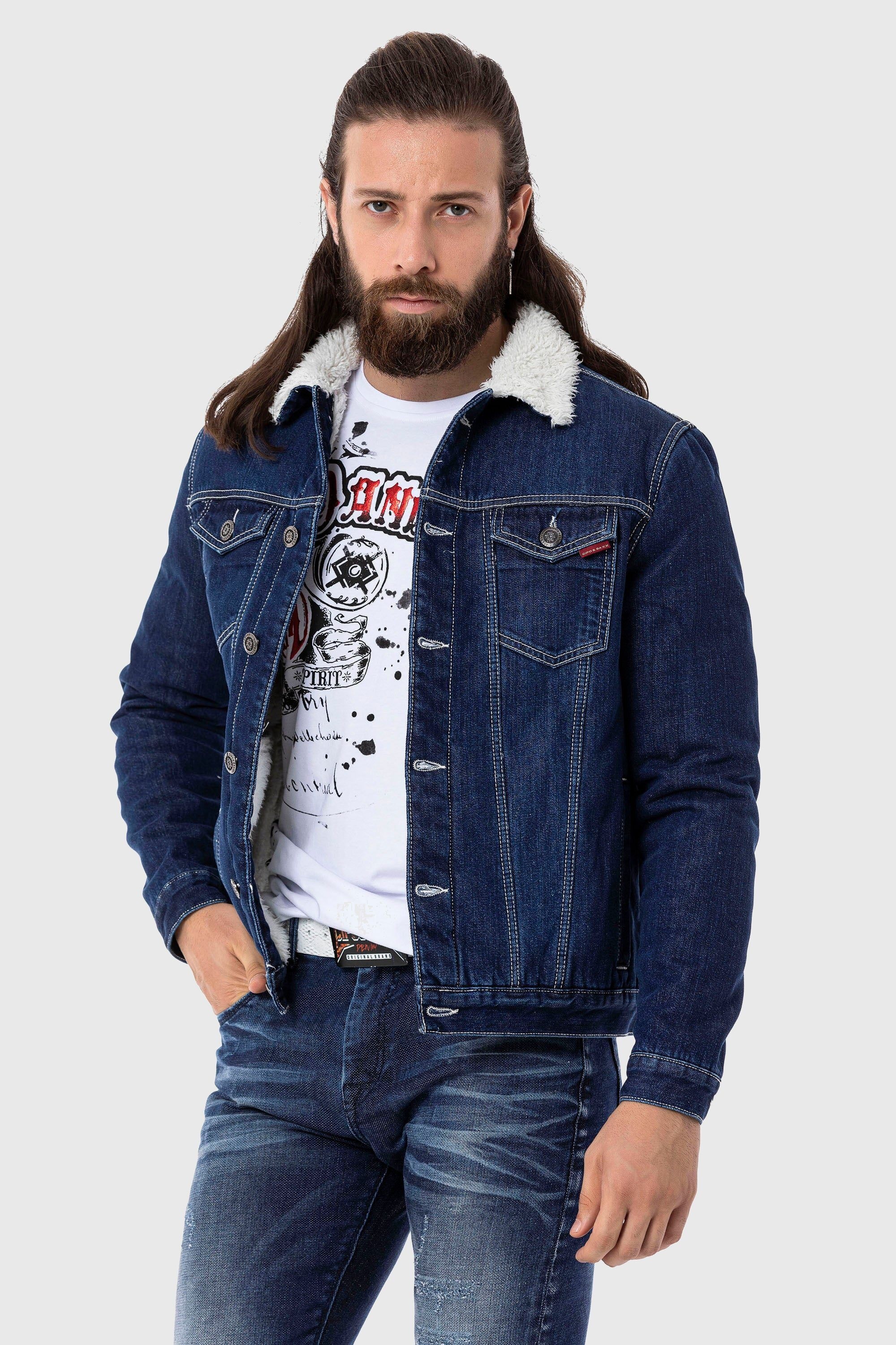 Cipo & Baxx Outdoorjacke »Jacke«, ohne Kapuze, mit Kunstpelz-Kragen