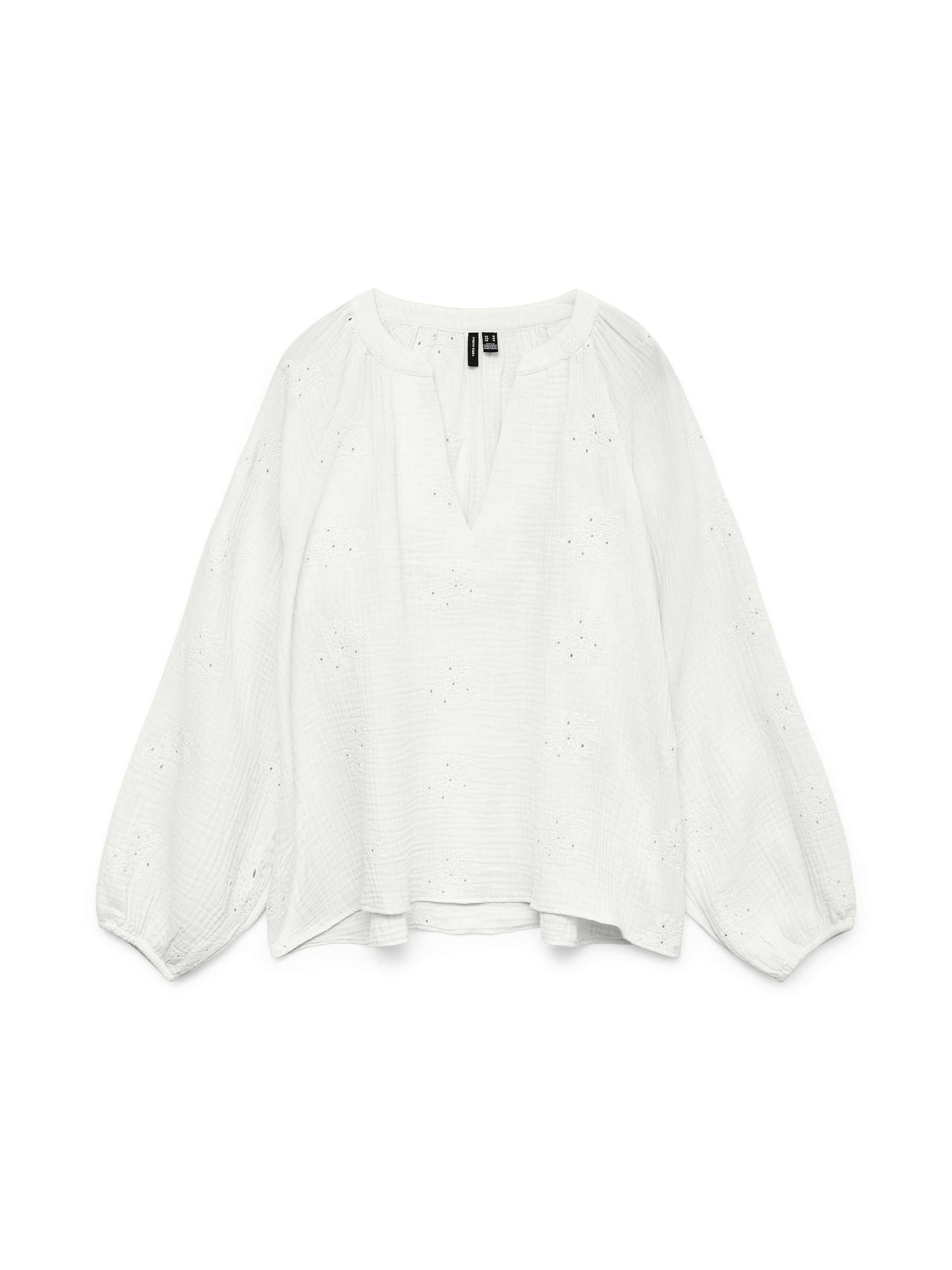 Vero Moda Langarmbluse »VMNATALI LS EMB TOP WVN NOOS« Baumwolle, Allover Ton-in Ton Stickerei