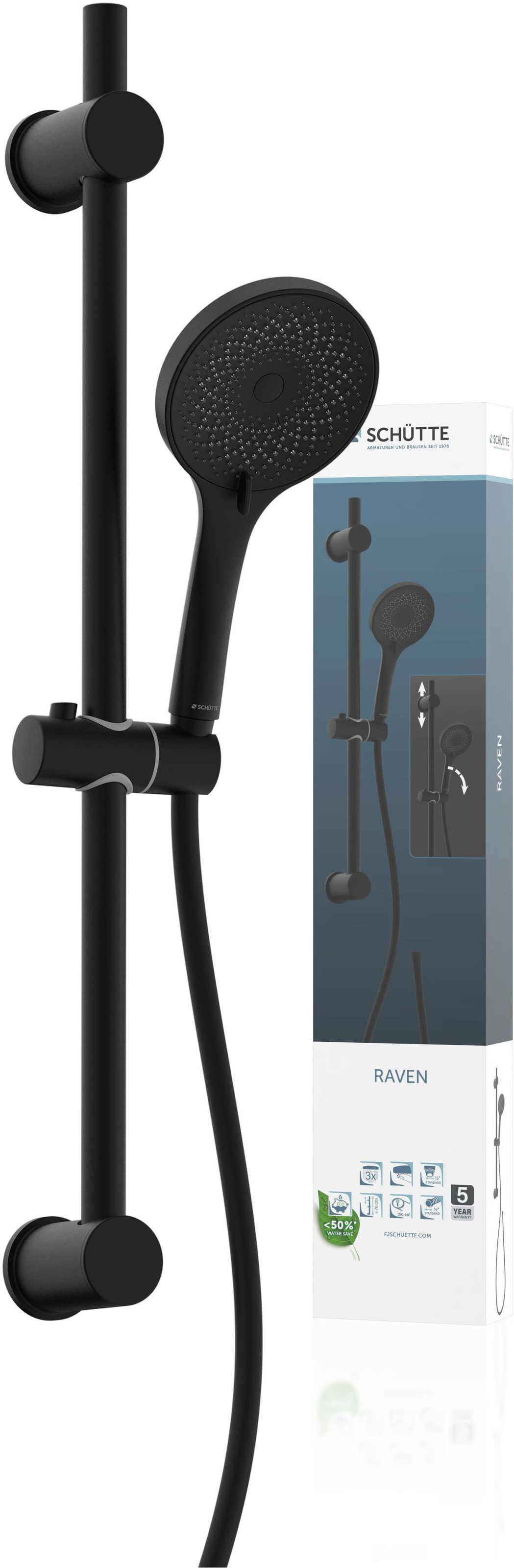 Schütte Handbrause "RAVEN" Set, 3-fach verstellbar, Antikalk, wassersparend günstig online kaufen