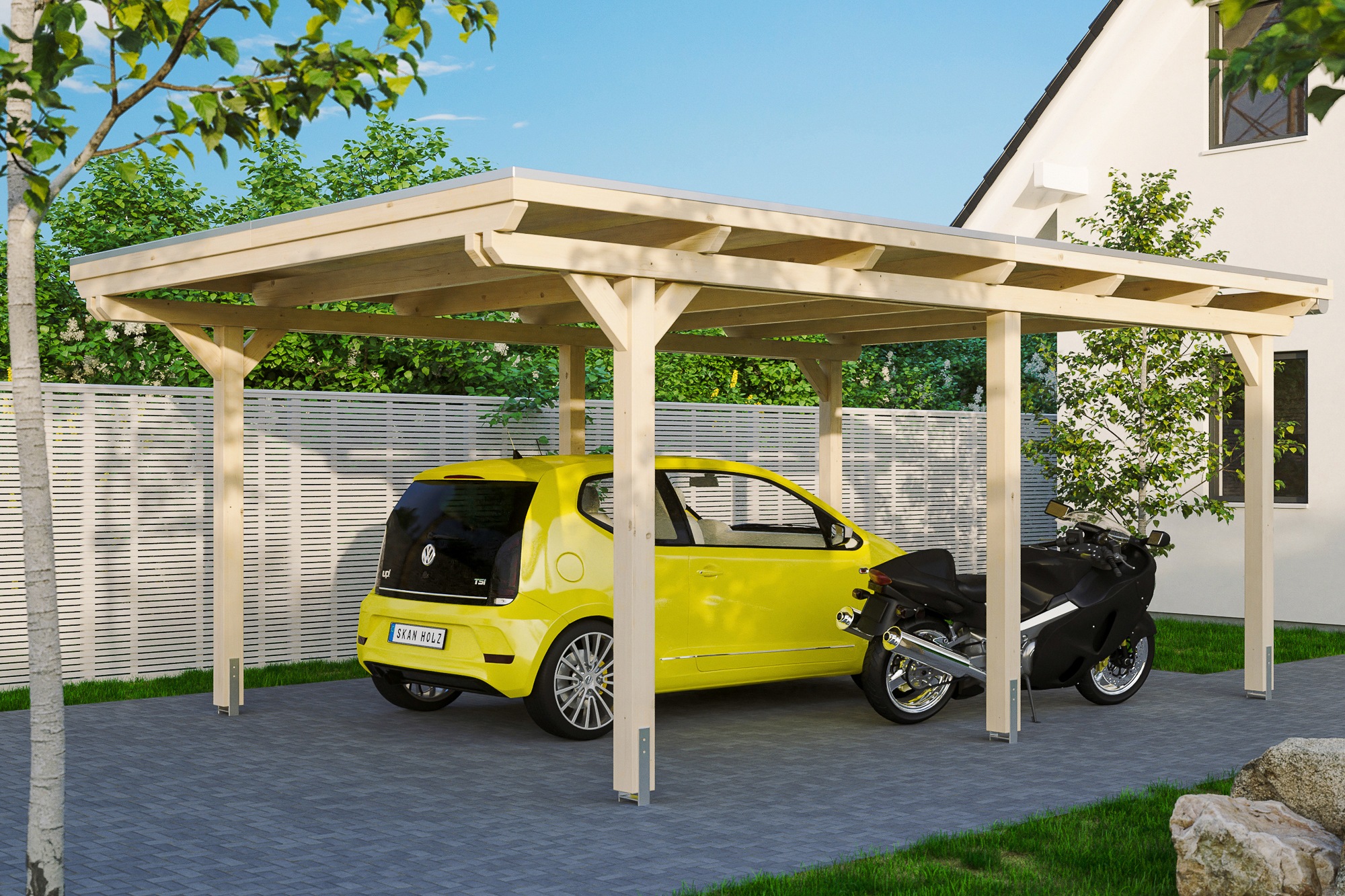 Skanholz Einzelcarport "Emsland", Holz, 341 cm, natur, versch. Farben