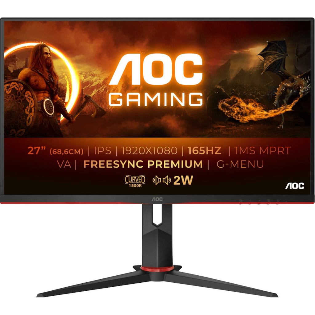 AOC Curved-Gaming-Monitor »C27G2AE/BK«, 68,6 cm/27 Zoll, 1920 x 1080 px, Full HD, 1 ms Reaktionszeit, 165 Hz