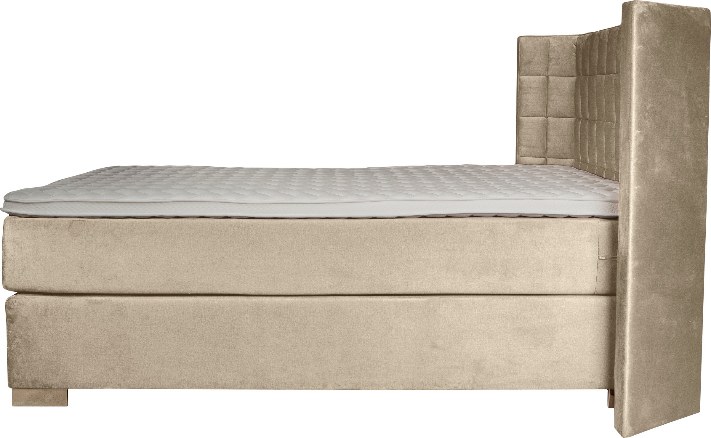 Boxspringbett HOME AFFAIRE "Piazza", beige (cream), B:181cm L:210cm, Strukturstoff-Bezug (100% Polyester);Samtvelours (100% Polyester), Komplettbetten, Boxspringbett, mit Steppung und Kopfteil mit seitlichen Flügeln 9