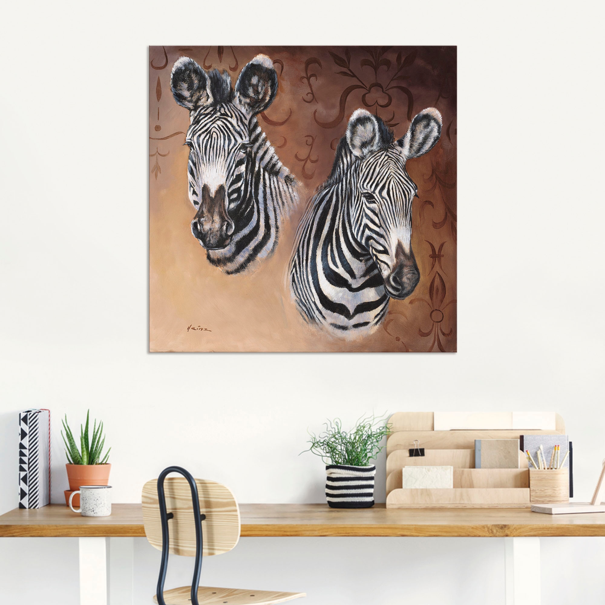 Artland Alu-Dibond-Druck »Zebra«, Wildtiere, (1 St.), für Innen- und Außenbereich geeignet, Outdoorbild