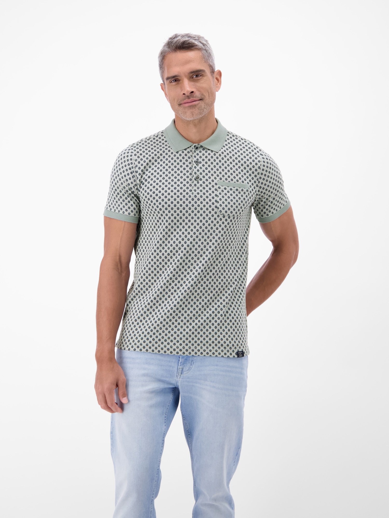 LERROS Poloshirt "Poloshirt in 2-Tone-Optik und All-over-Print" günstig online kaufen