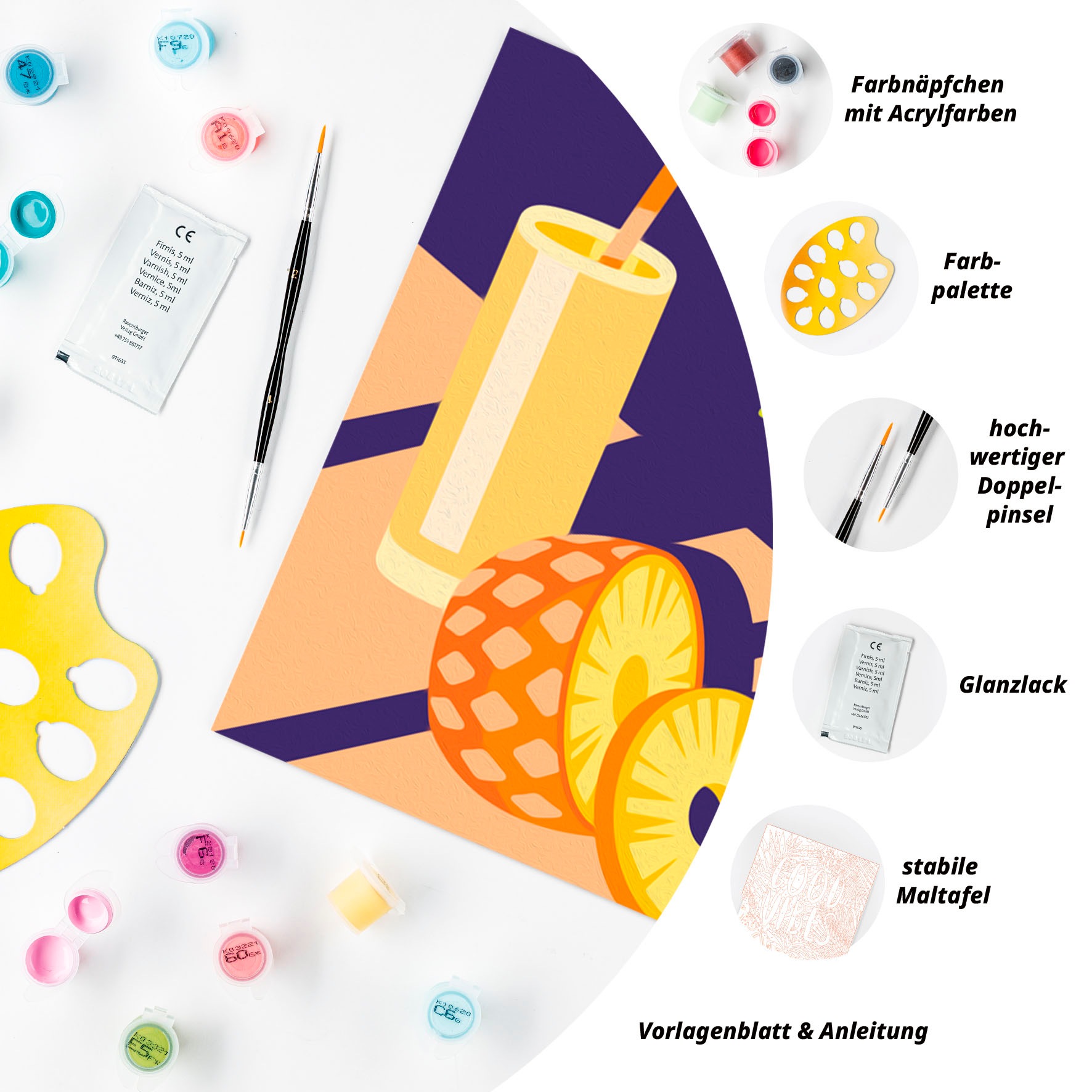 Ravensburger Malen nach Zahlen »CreArt, Adults Trend, Mocktail Ananas«, für Erwachsene; Made in Europe
