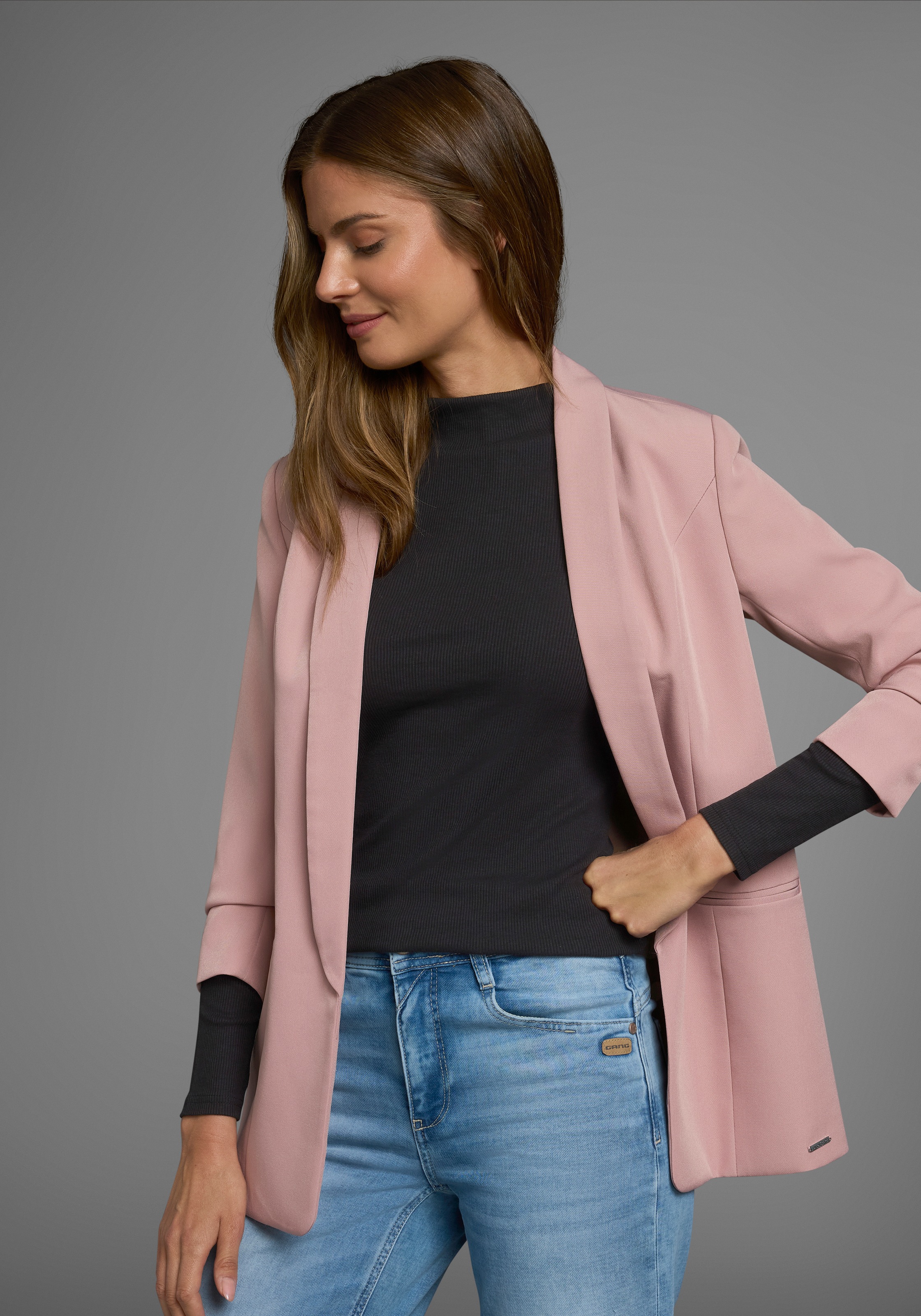 AJC Langarmshirt, langärmelig, Basic-Stil, Stehkragen, ideal für Büro und F günstig online kaufen
