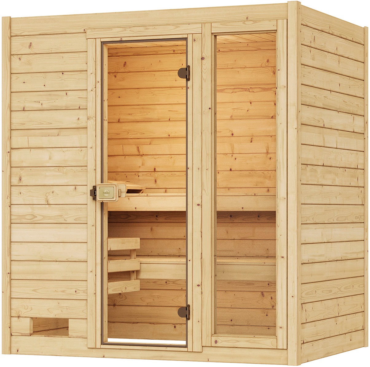 weka Sauna »Massivholzsauna VALIDA 2«, Blockbohlen, moderne Ganzglastür, Fensterelement