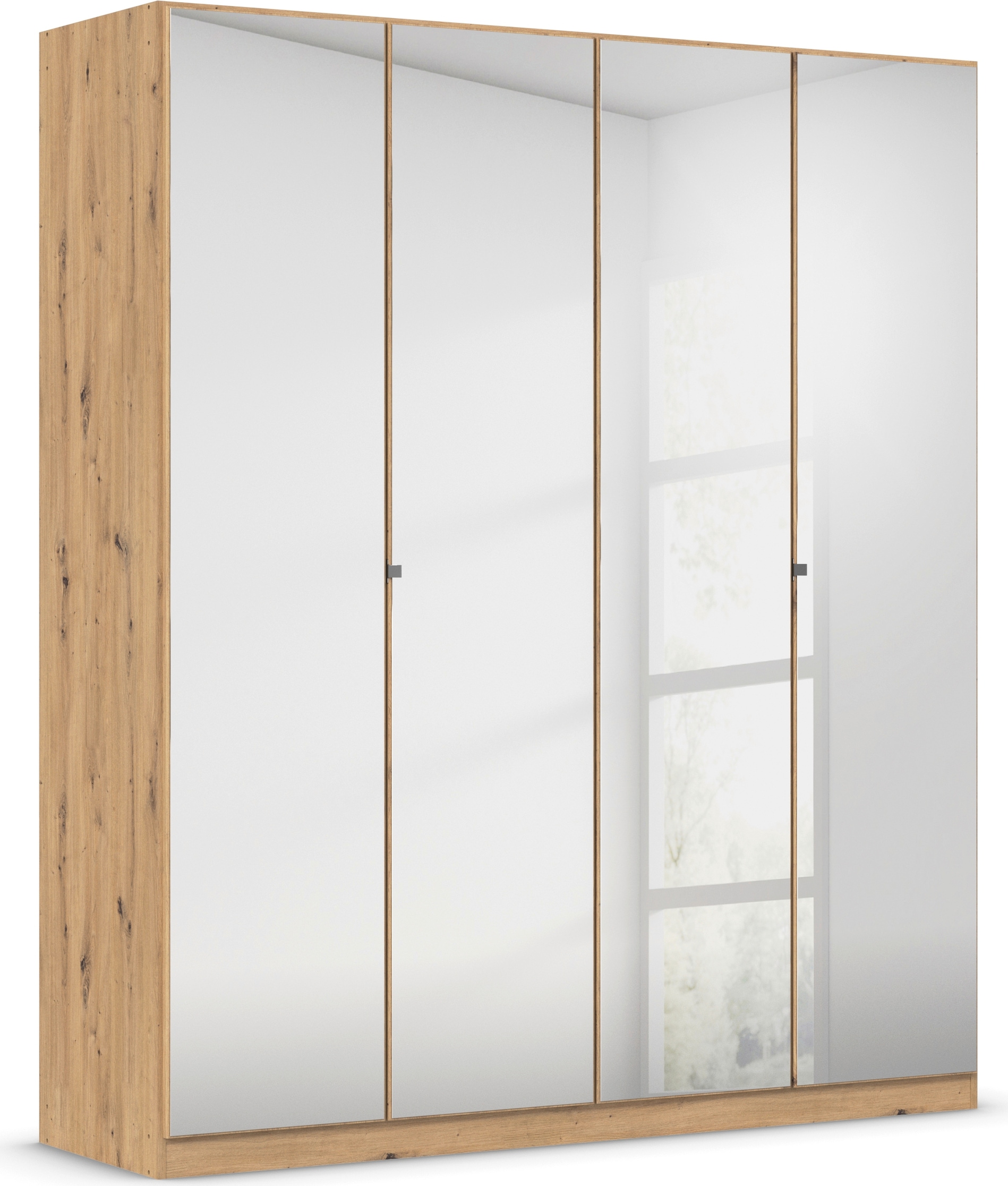 rauch "Reflect" mit Spiegelfront, inkl. praktischer Inneneinteilung und Stoffboxen-Set