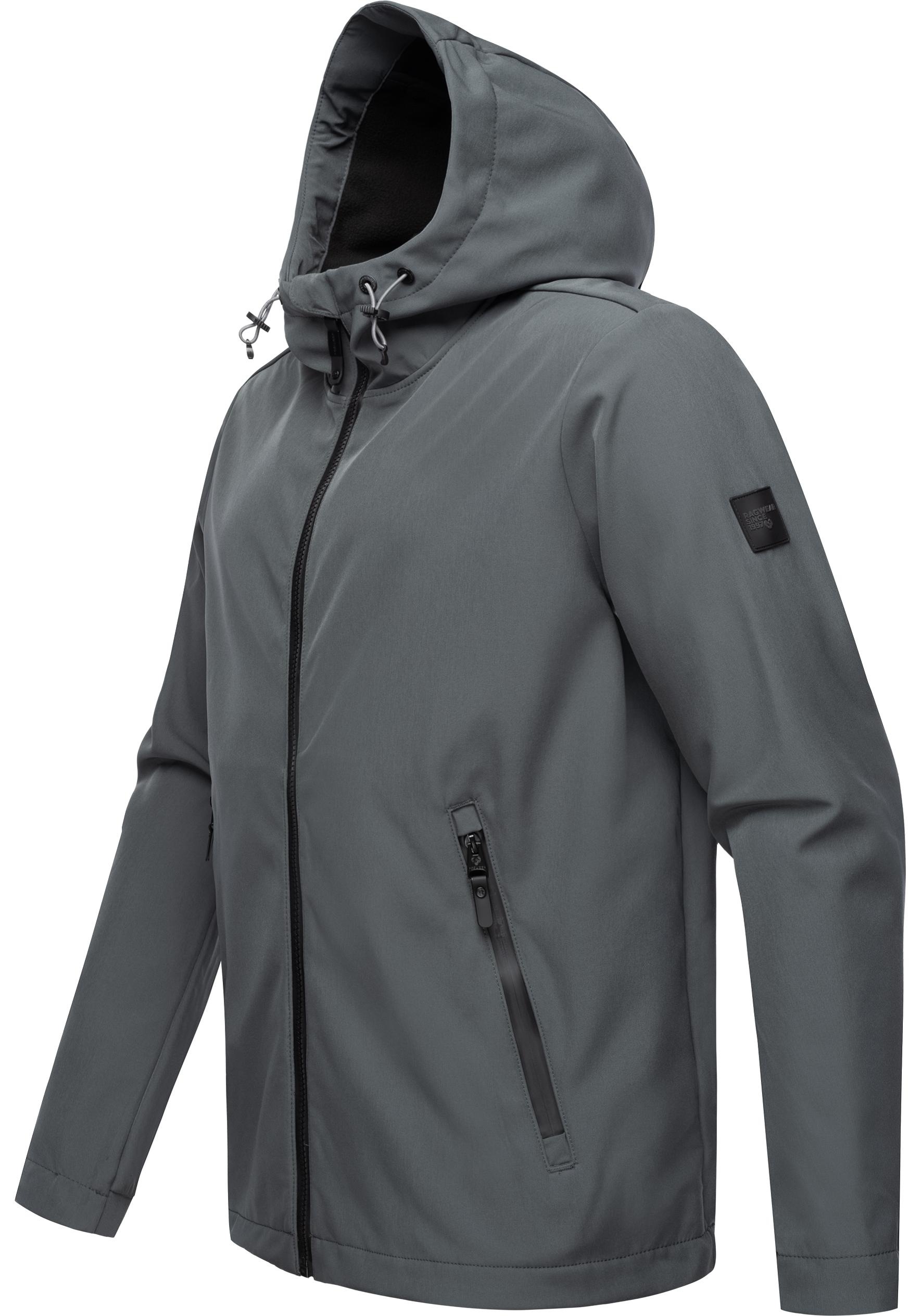 Ragwear Softshelljacke »Shellwie Warm«, mit Kapuze, wasserdichte Herren Übergangsjacke mit großer Kapuze
