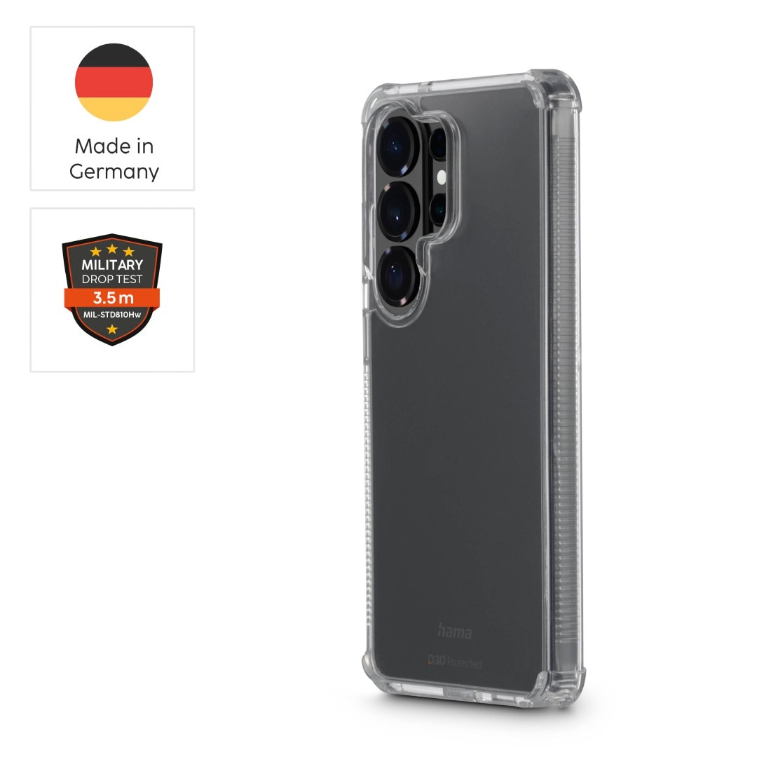 Hama Smartphone-Hülle »Handyhülle für Samsung Galaxy S26 Ultra« Samsung Galaxy S26 Ultra D3O Technologie, Fallschutz bis 3,5 m, Anti Vergilbung, Grip Bumper