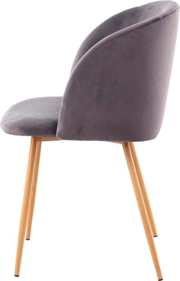 Kayoom Polsterstuhl »Stuhl Celina 110 2er-Set Grau,samtweicher Bezug in moderner Farbgebung« (Set) 2 Stk.samtweicher Bezug, bequem, zeitlos, Hingucker in jedem Wohnbereich