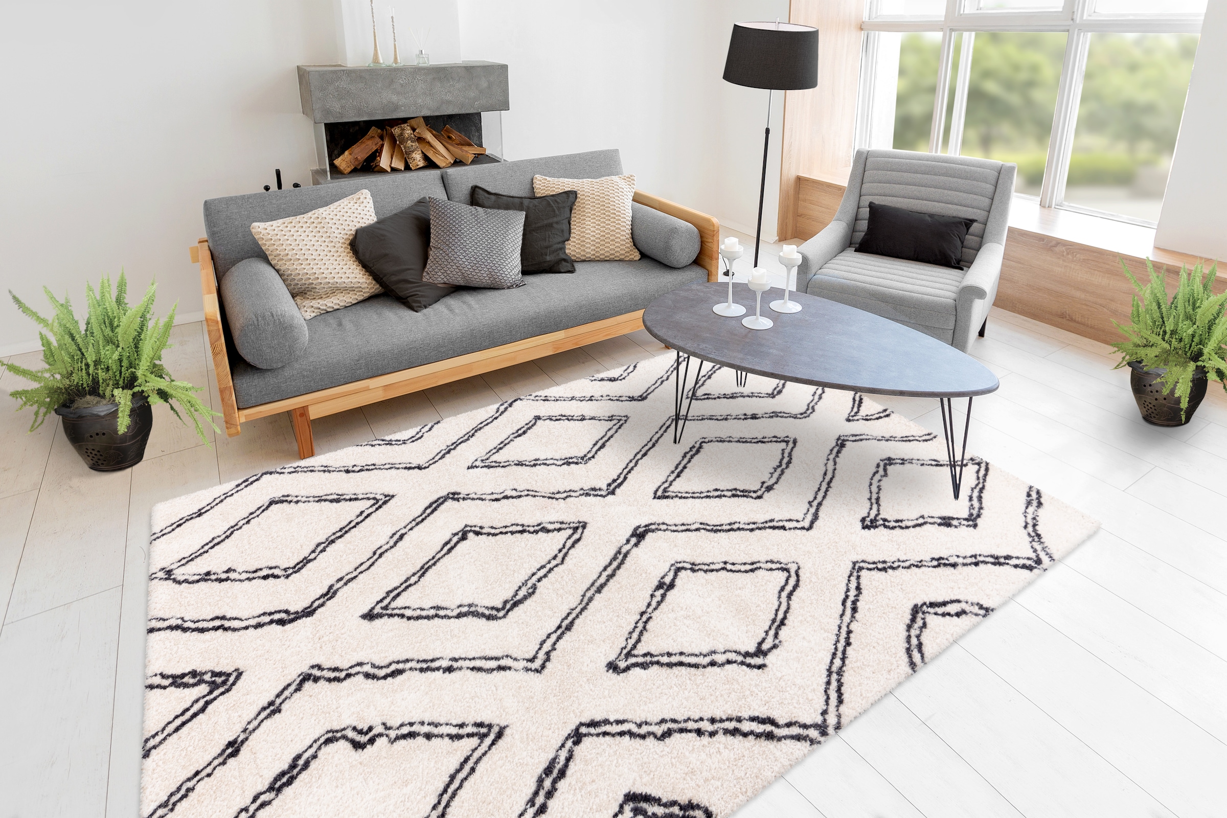 me gusta Teppich »Orlando 225«, rechteckig, 27 mm Höhe, Weicher Hochflorteppich, dezent gestaltet,Fußbodenheizung geeignet