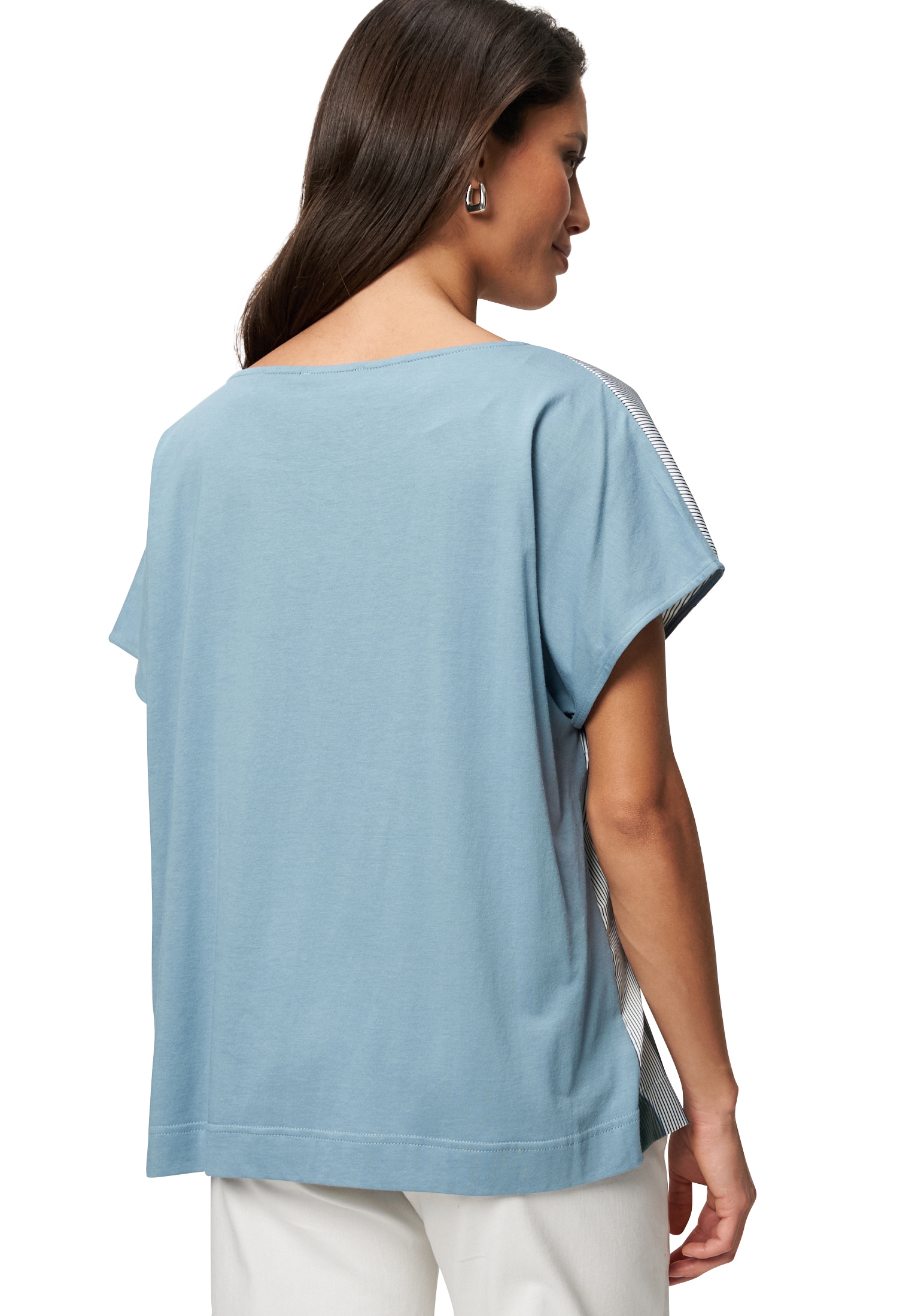 Zero T-Shirt »zero Shirt gestreift mit Blätterdruck«, (1 tlg.), Plain/ohne Details