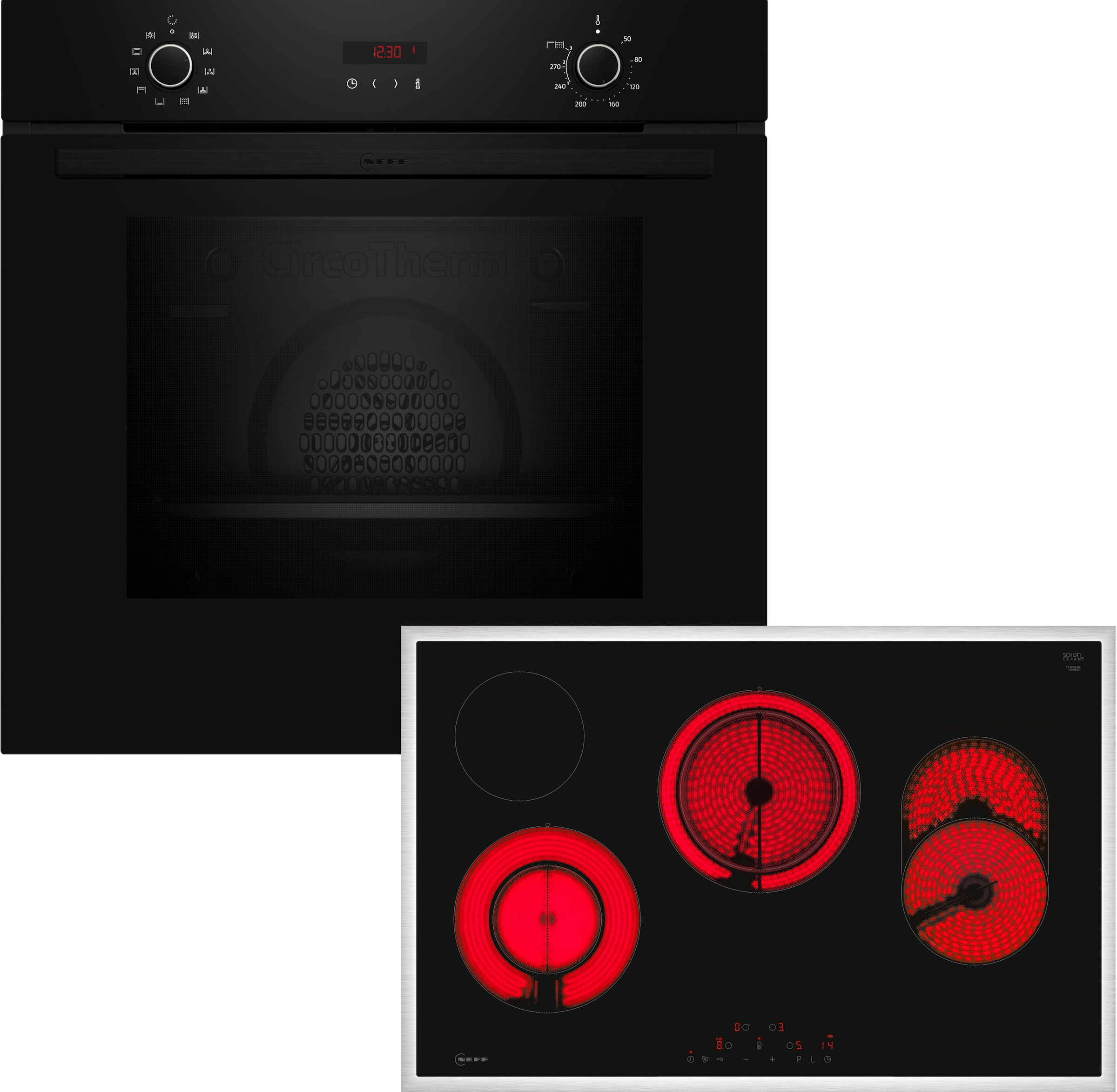 NEFF Backofen-Set "B2CCG6AK3" mit Teleskopauszug nachrüstbar Pyrolyse-Selbstreinigung CircoTherm auf 3 Ebenen & schnelle Powerstufe für starkes Erhitzen