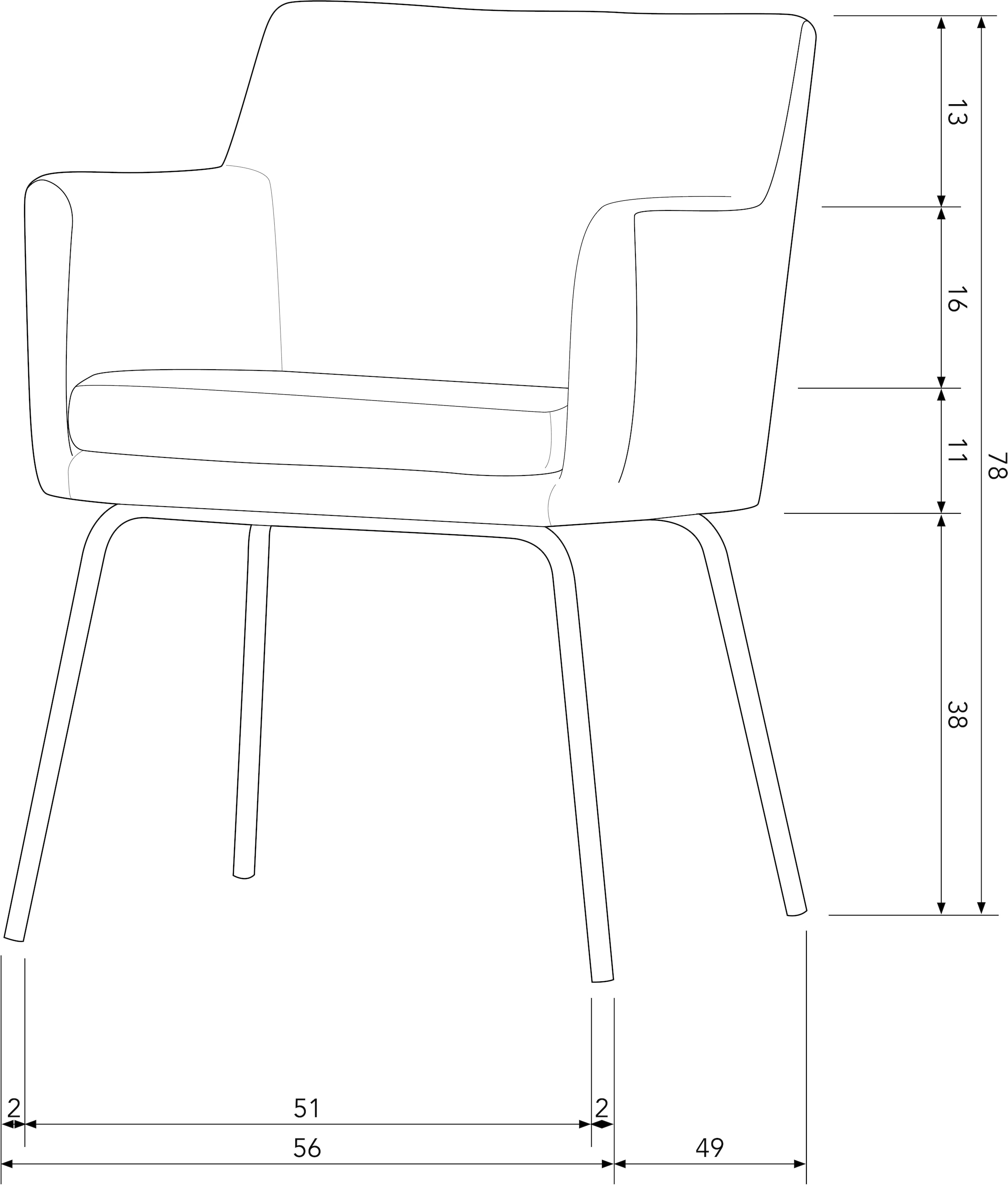WOOOD Esszimmerstuhl »Kam mit Grobstruktur-Velvetbezug und Armlehnen B 56 x T 52 x H 78 cm« (Set) 2 Stk.Sehr hohe Verschleißfestigkeit, Tragkraft 150 kg,Pfleiglicht