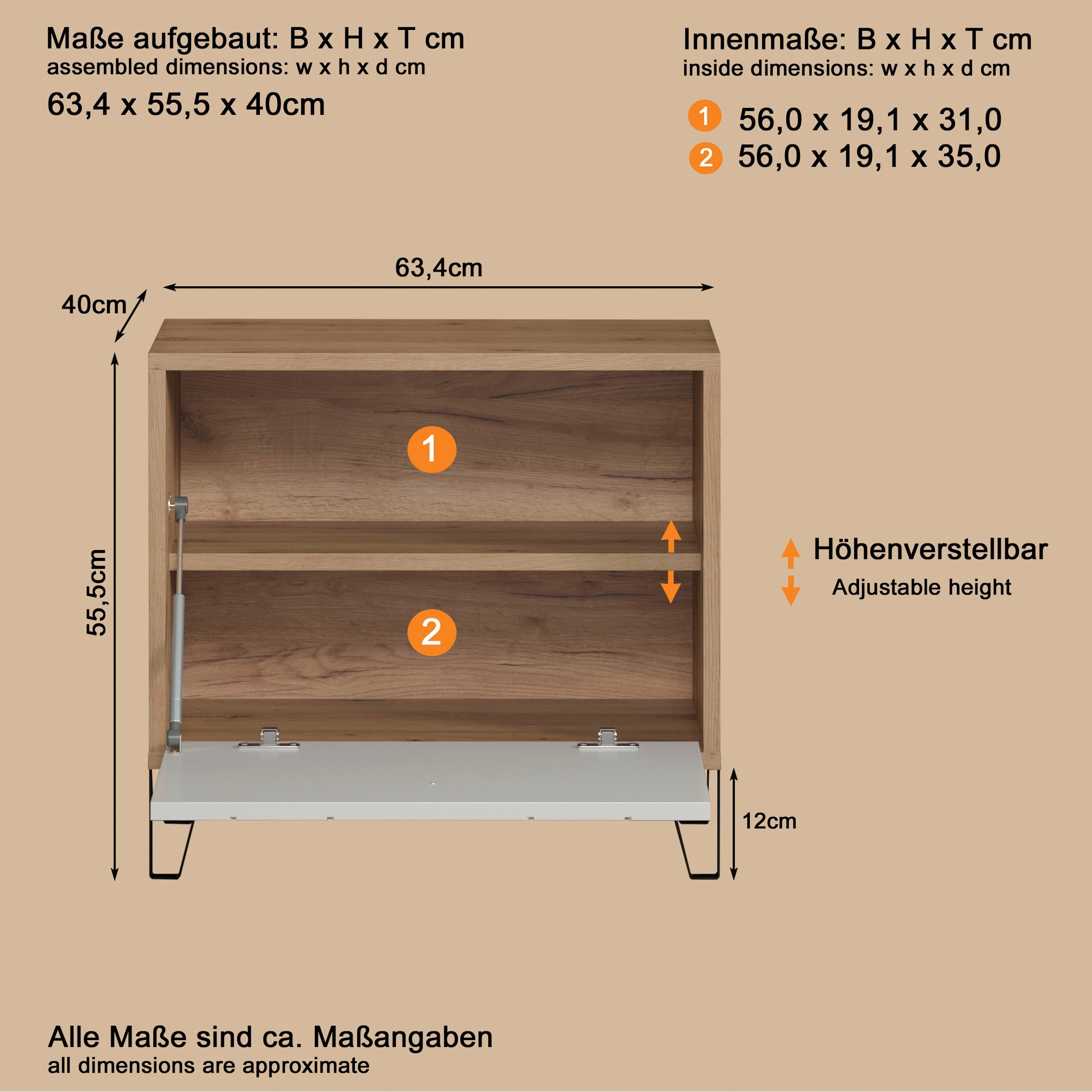 PLACES OF STYLE Sitzbank »Tarragona« 1 Stk. tlg. Sitzbank mit Klappe & Soft-Close - (B/T/H) 63/40/56 cm