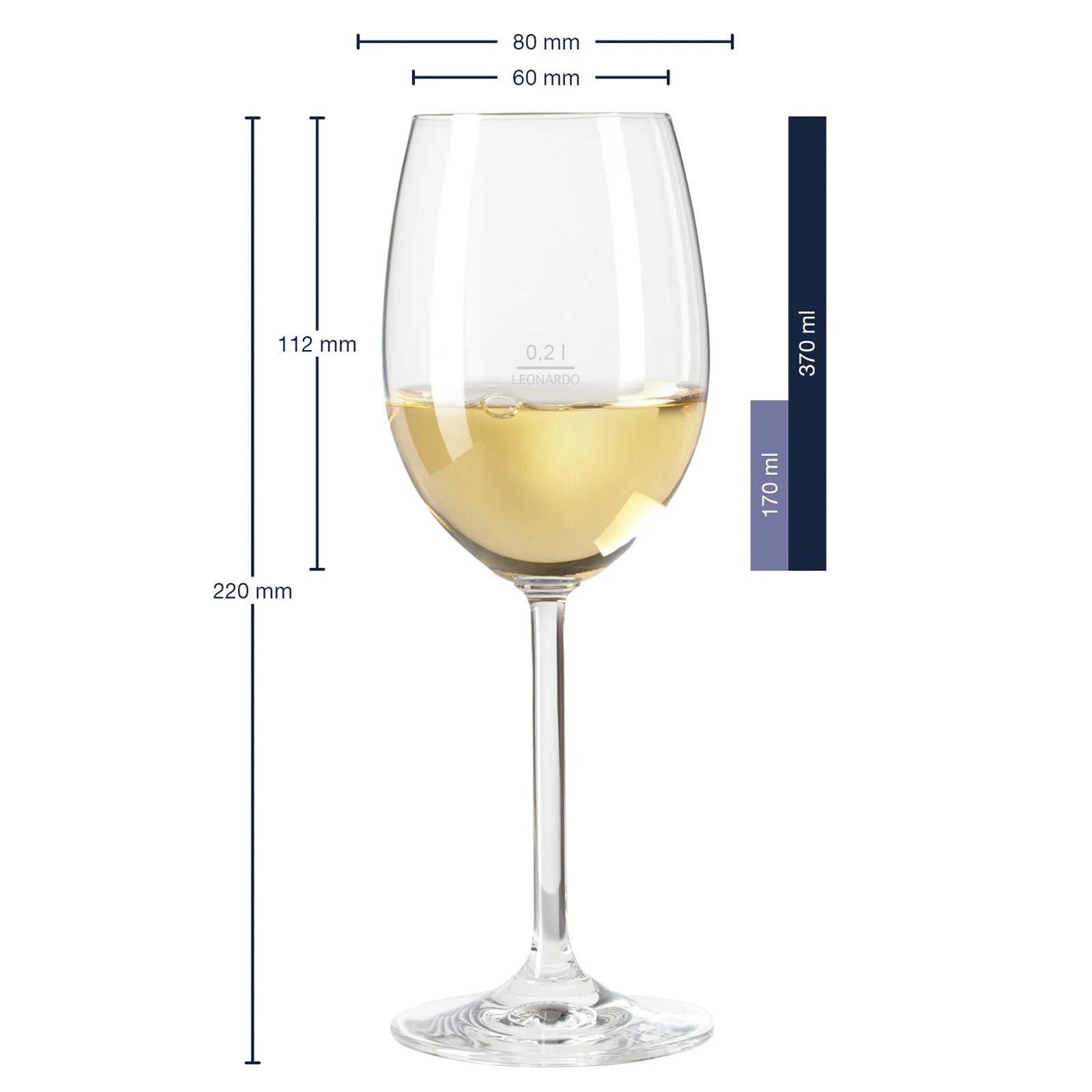 LEONARDO Weißweinglas »Weißweingläser geeicht Daily Gastro-Edition 0,2 l 6er Set transparent«