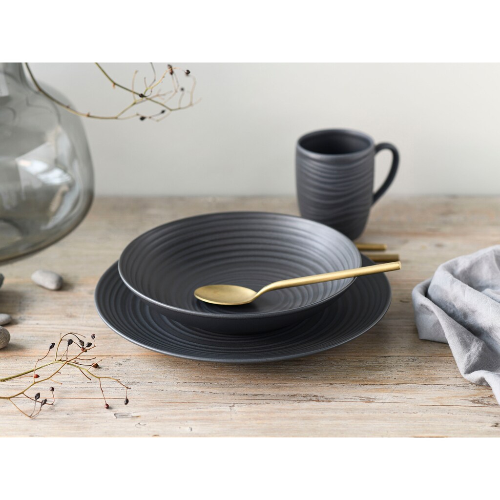 CreaTable Kombiservice »Geschirr-Set Lava Stone«, (Set, 16 tlg., Kaffeeservice und Tafelservice im Set, für 4 Personen)