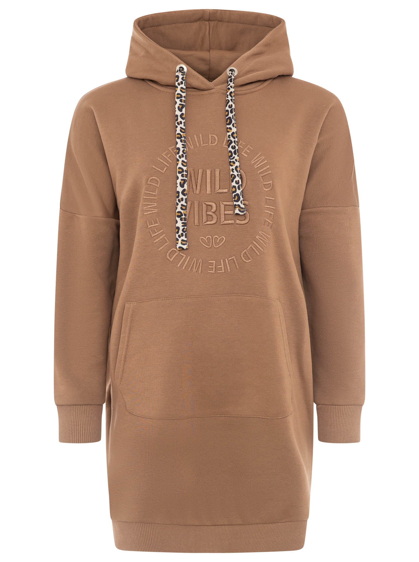 Zwillingsherz Sweatkleid »"Wild Vibes"« Kängurutasche praktische Fronttaschen, Leo-Kordel, tonale Stickerei