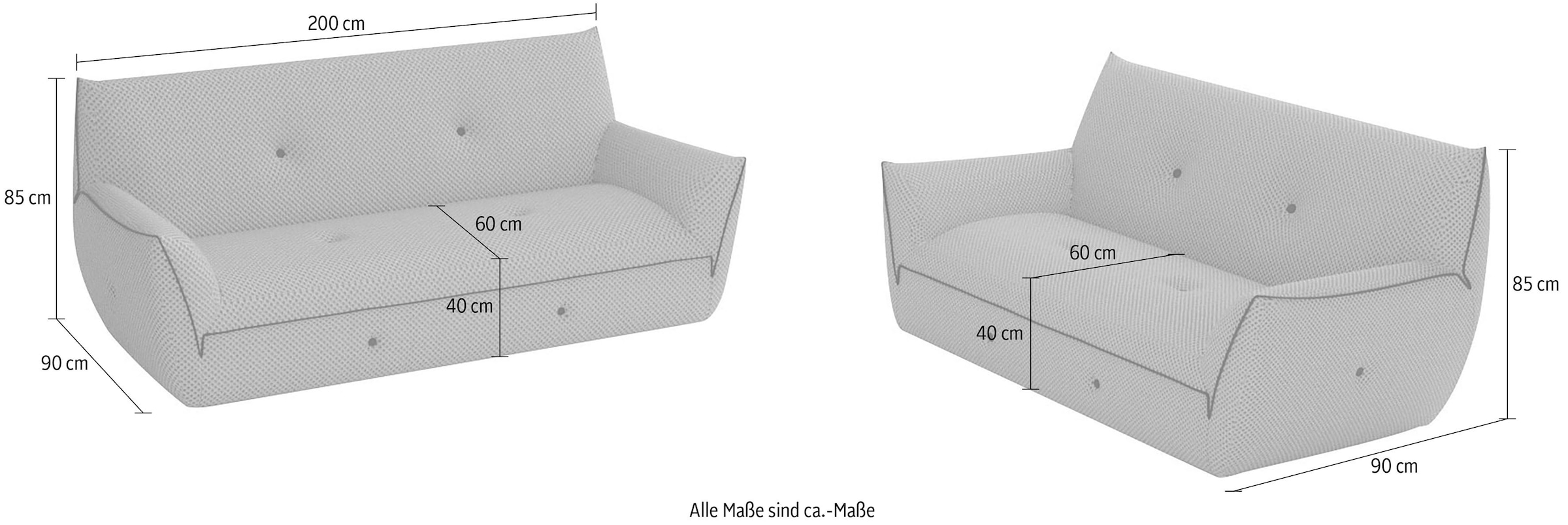 Egoitaliano Polstergarnitur »Yuki, extravagantes Design und höchster Sitzkomfort, tolle Details«, Set, bestehend aus einem 2,5- und einem 2-Sitzer, mit innovativen