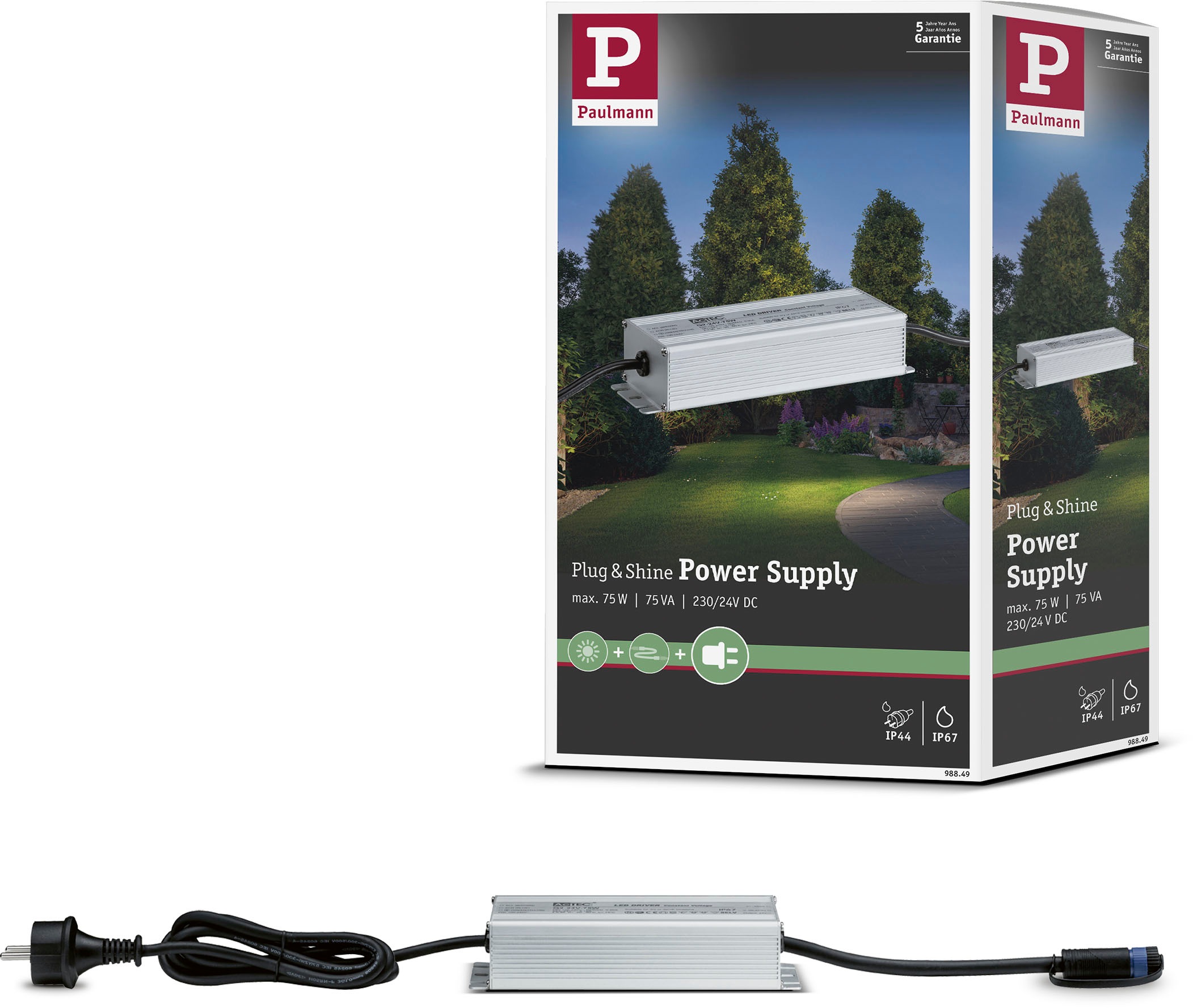 Paulmann Trafo »Outdoor Plug & Shine Power Supply Silber Alu«, (Packung, 1 St.), IP67 230/24V DC 75W