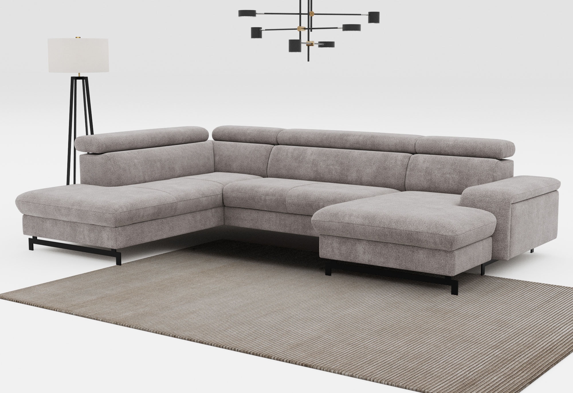 COTTA Wohnlandschaft "Emma U-Form, B: 328 cm" mit Kopfteilverstellung, optional Schlaffunktion & Bettkasten