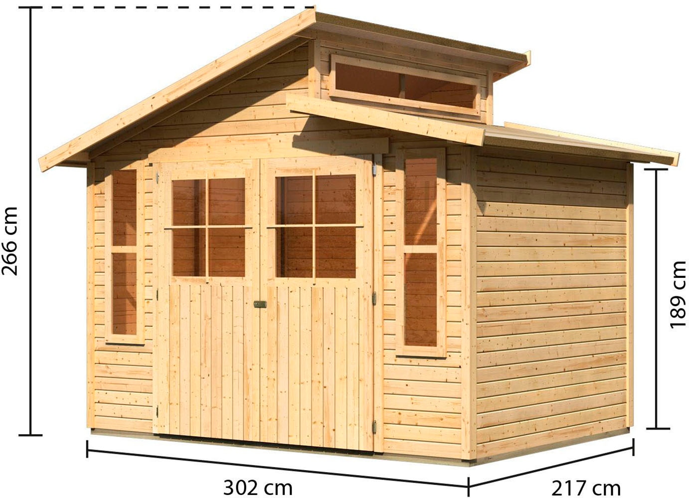 Karibu Gartenhaus »"Schiefenberg 6" naturbelassen«, aus hochwertiger nordischer Fichte mit wasserabweisender Profilierung