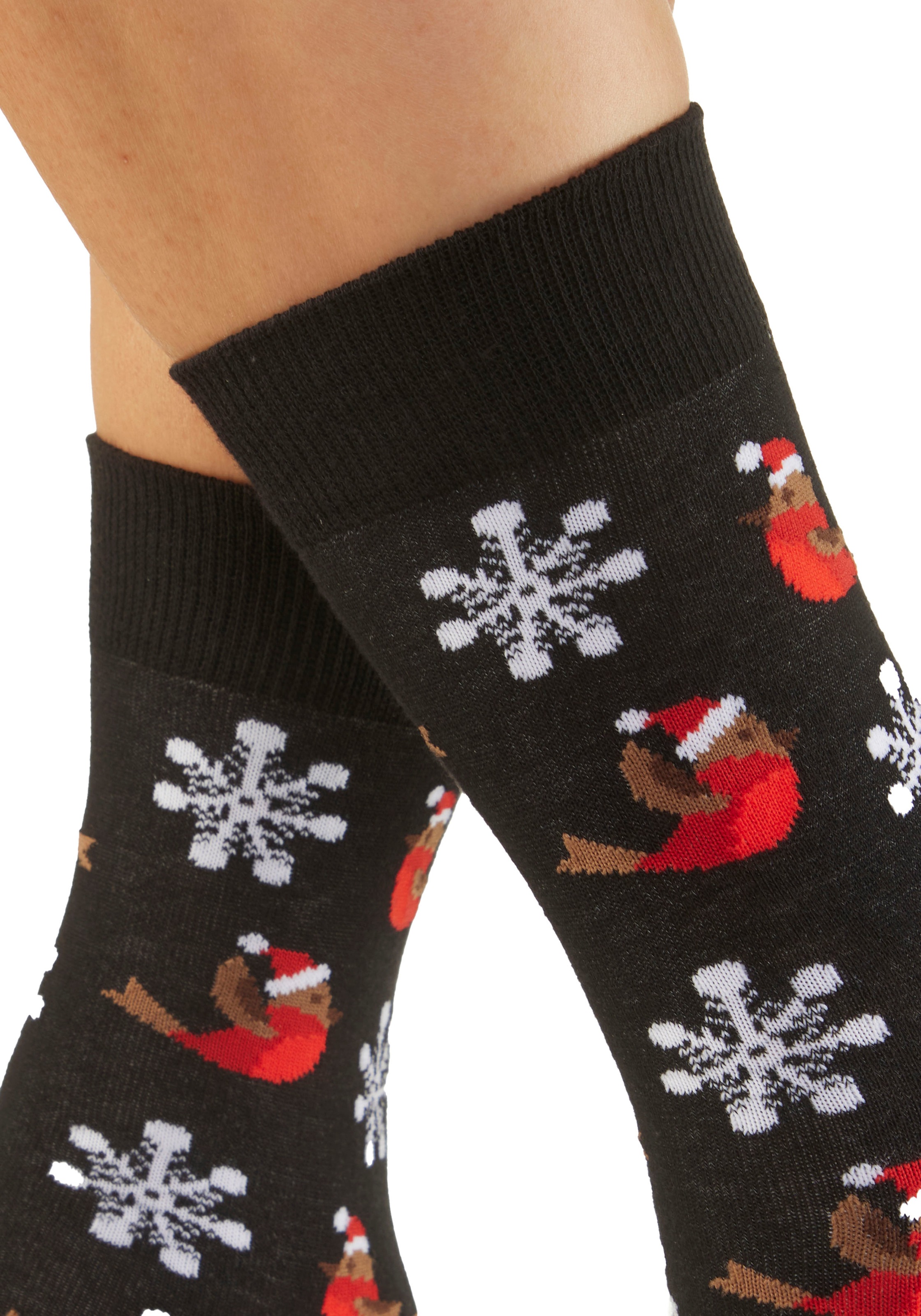 H.I.S Basicsocken, (Packung, 3 Paar), mit lustigen Weihnachtsmotiven