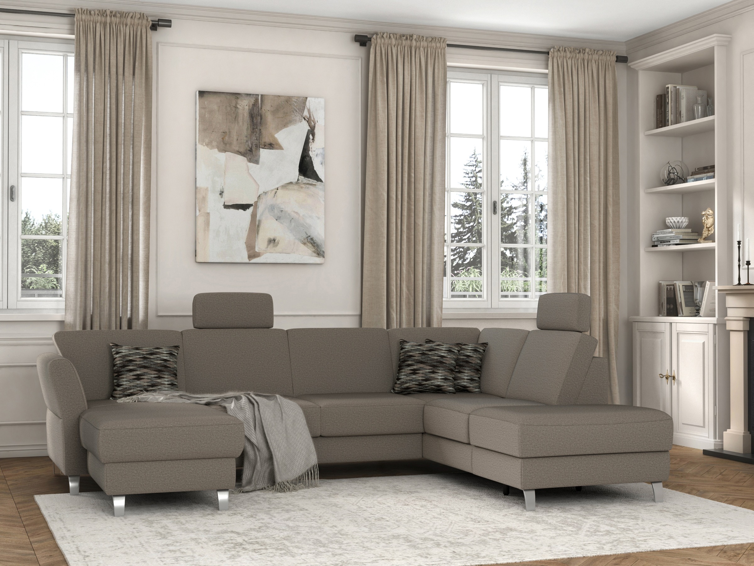 sit&more Wohnlandschaft »Visby U-Form«, Wahlweise mit Bettfunktion und Stauraum, frei im Raum stellbar