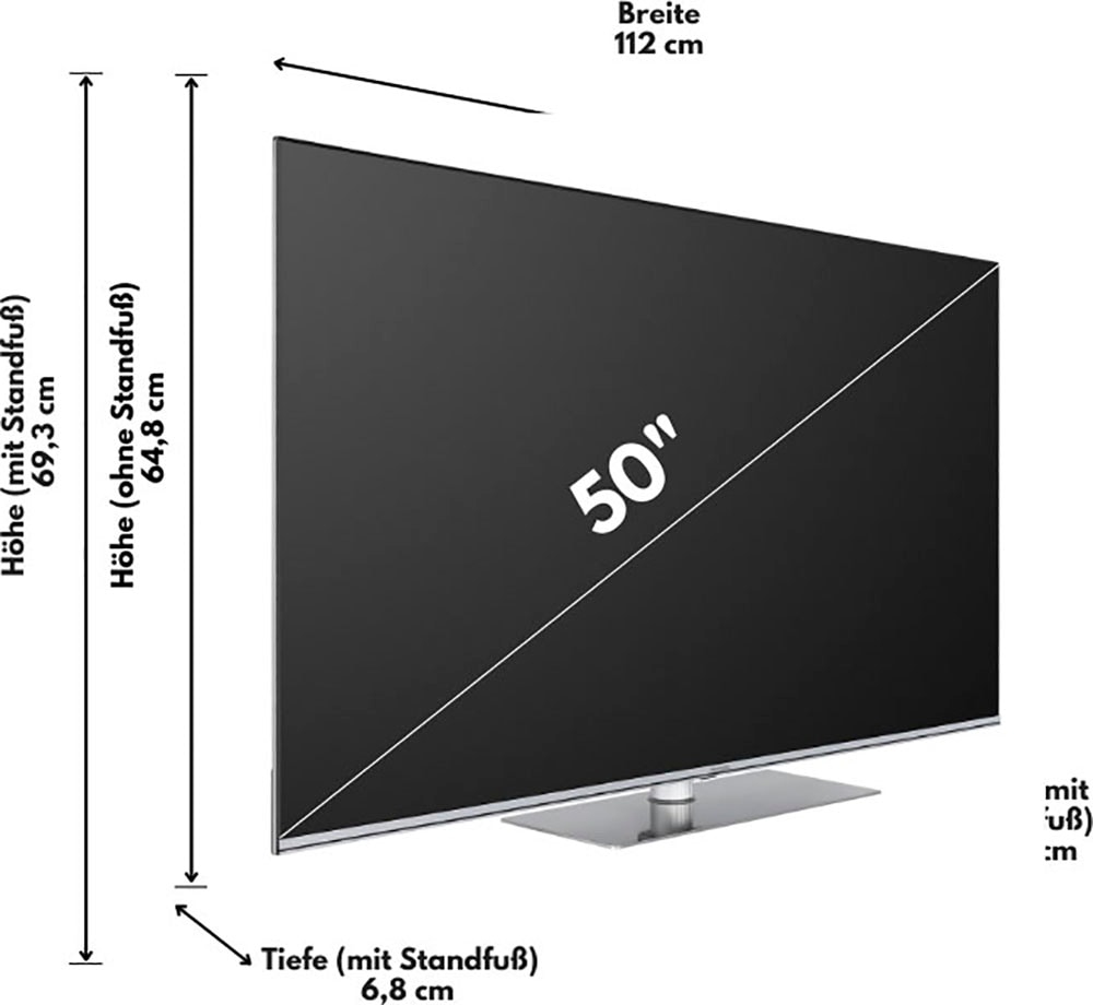 Hanseatic QLED-Fernseher, 126 cm/50 Zoll, 4K Ultra HD, Android TV-Smart-TV