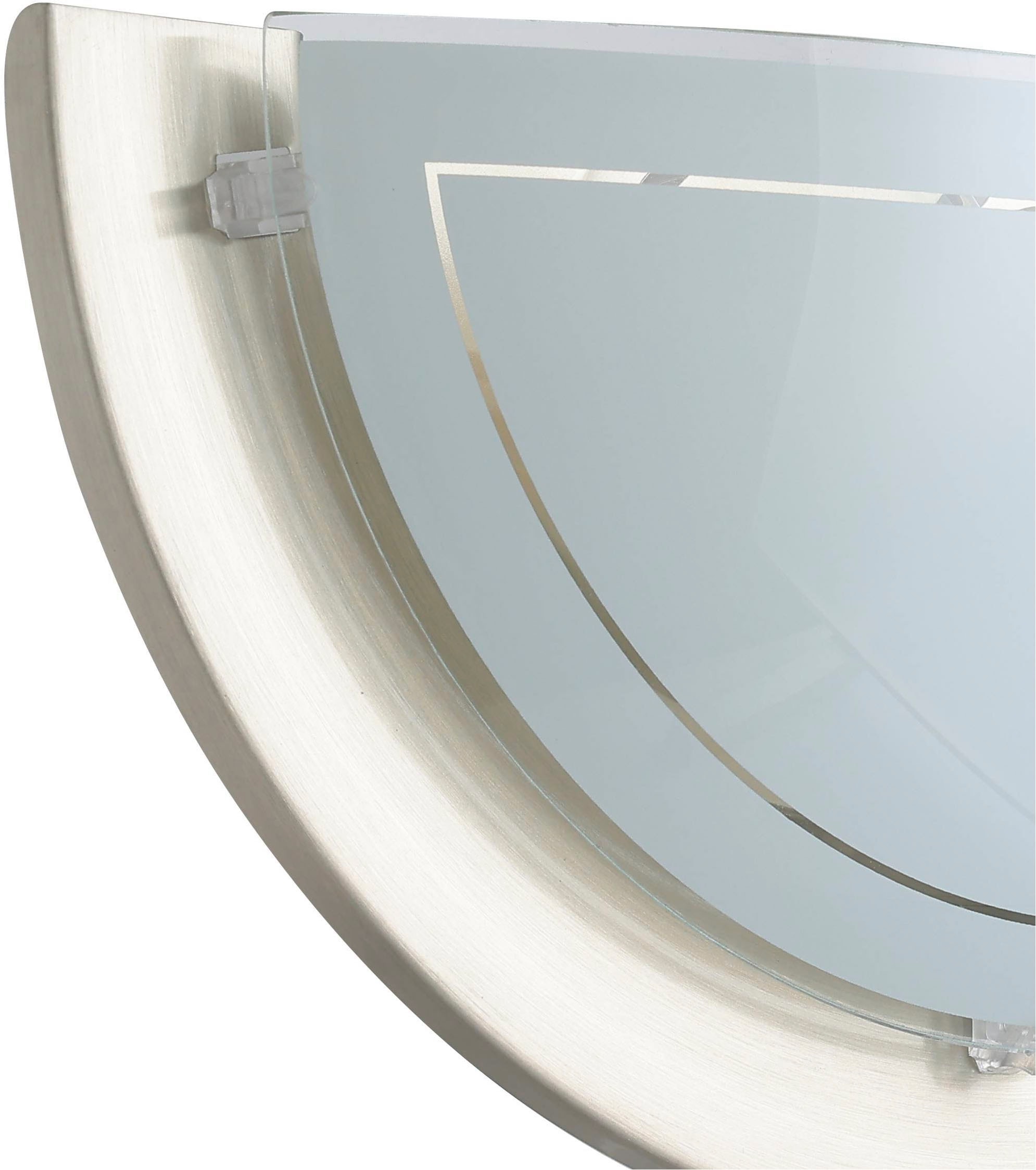 EGLO LED Wandleuchte »PLANET 1 Wandlampe, Flurlampe halbrund, Silber und Weiß«, 1 flammig, Leuchtmittel E27 | ohne Leuchtmittel, Wandleuchte, Wohnzimmerlampe in Silber und Weiß, Lampe mit E27 Fassung