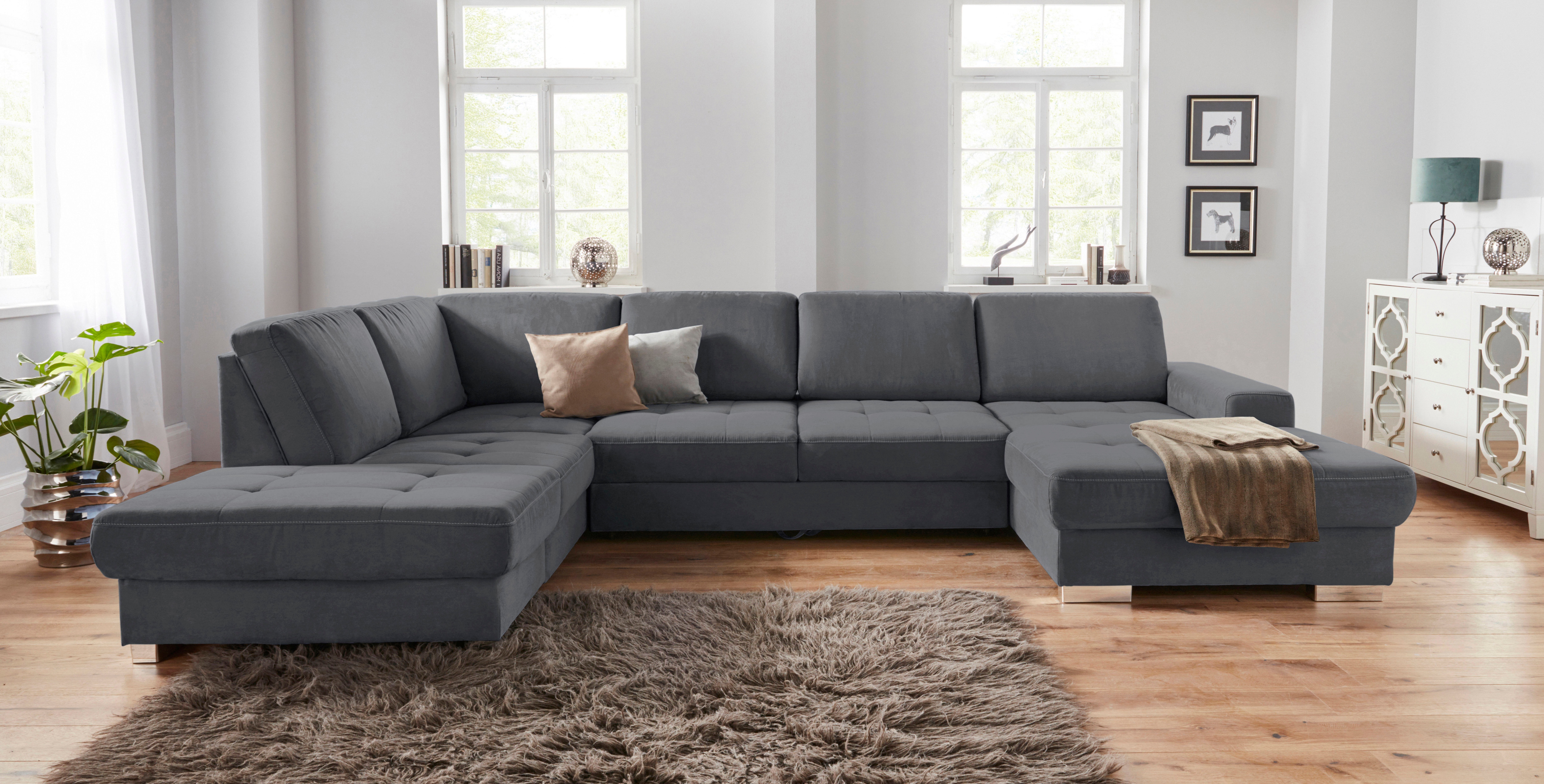 sit&more Wohnlandschaft "Santorini U-Form" mit Federkern und Sitztiefenverstellung, wahlweise mit Schlaffunktion