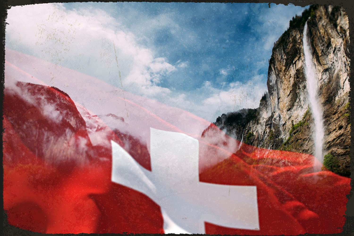 queence Metallbild »Schweizer Berge«, Schriftzüge-Berge & Alpenbilder, (1 St.), Stahlschilder