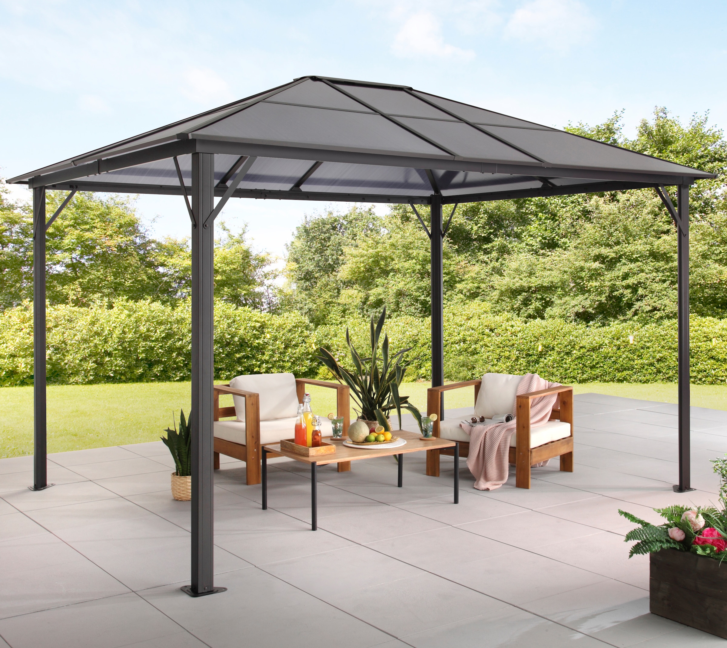 Pavillon-Ersatzdach KONIFERA, grau, Pavillondächer, "Aruba 2.0", für 300x365 cm, transparent
