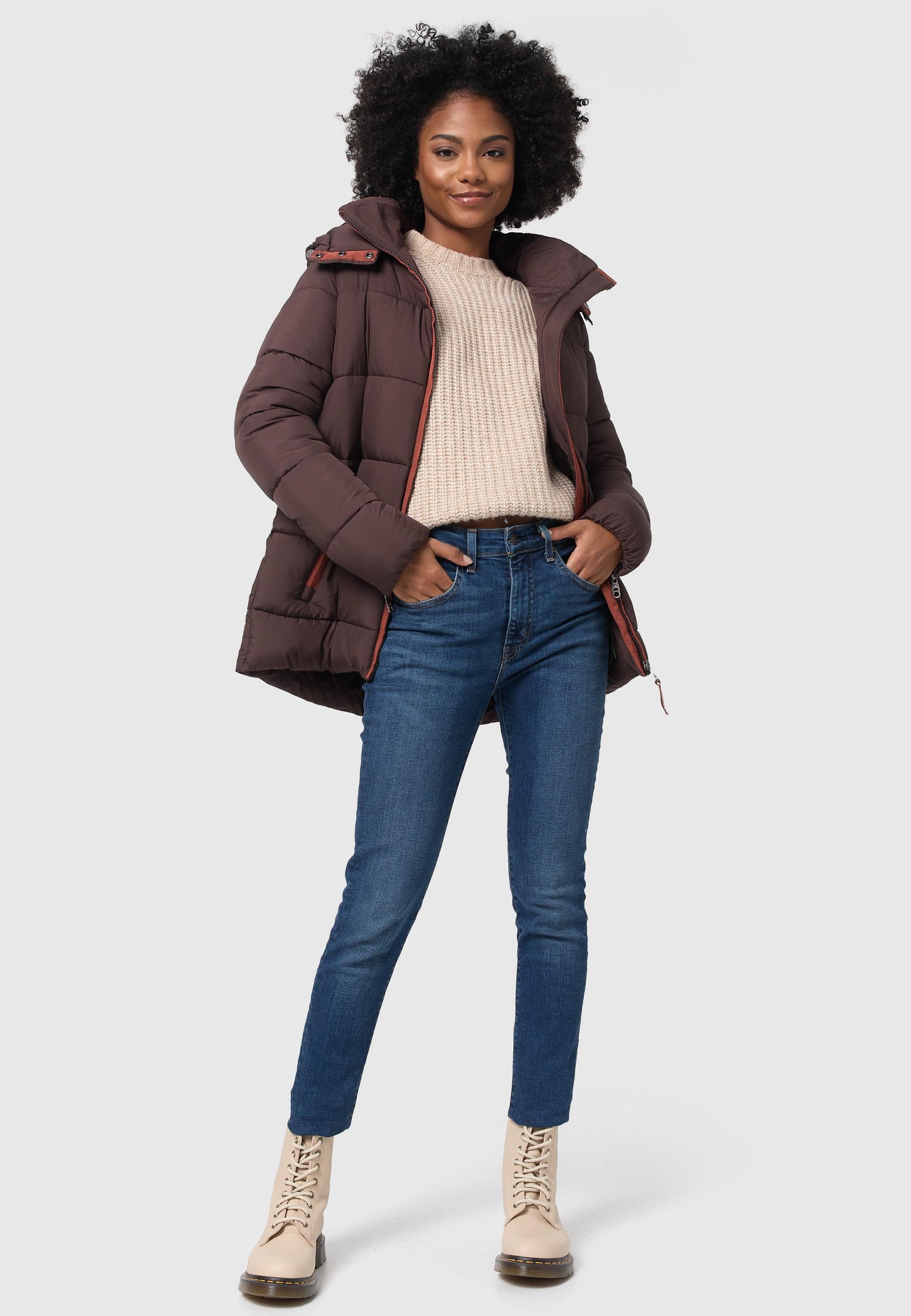 Navahoo Winterjacke »Wattewölkchen«, mit Kapuze, Modische Damen Steppjacke mit kontrastfarbenen Details
