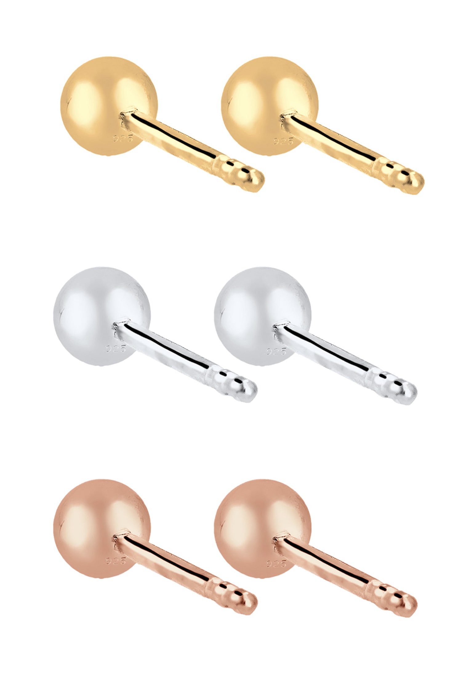 Elli Ohrring-Set »3er Set Kreis Tricolor Geo Trend Silber vergoldet«