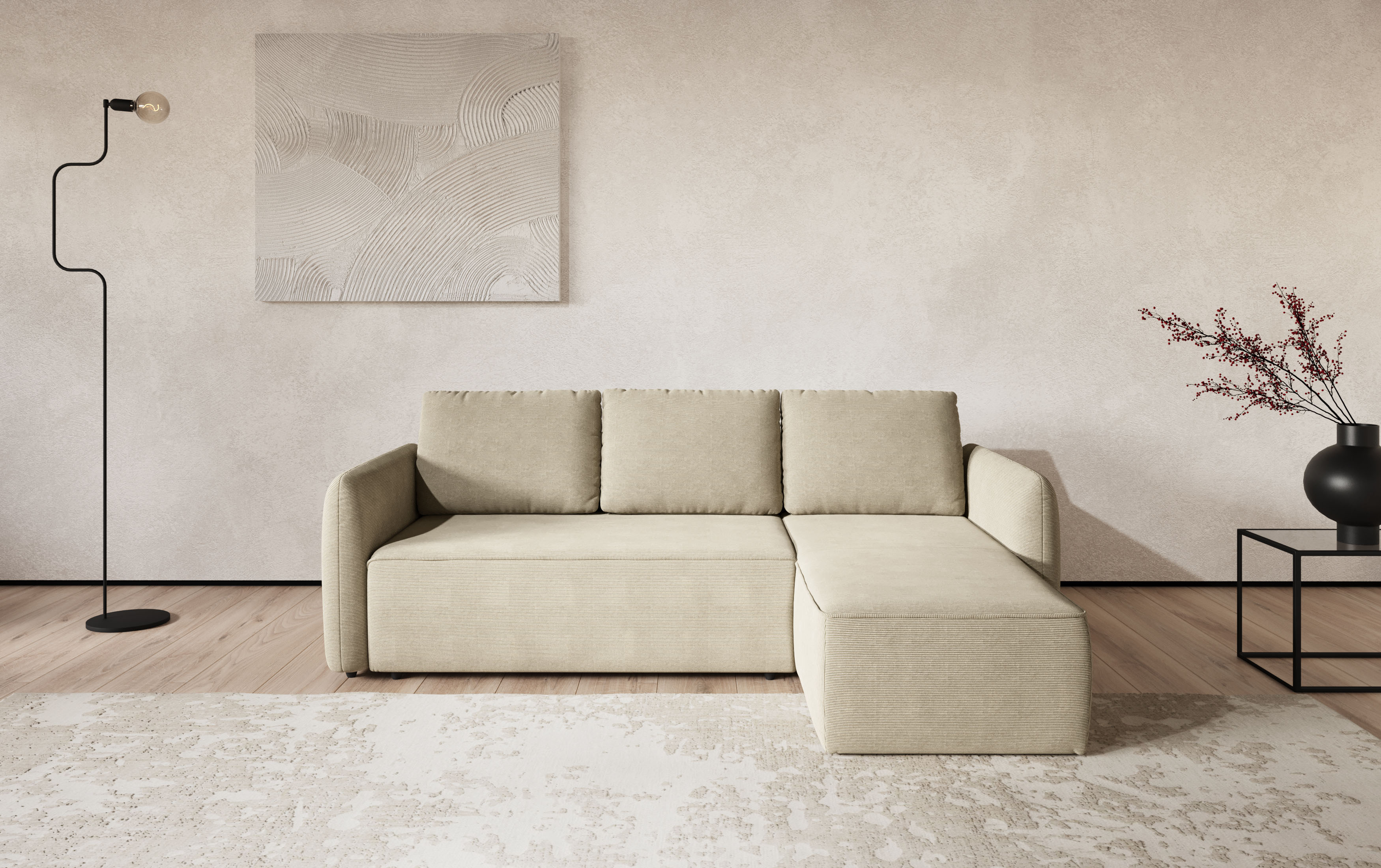 COTTA Ecksofa "Flow, bequem, L-Form, Breite 239 cm, schmale Armlehnen" wahlweise mit Schlaffunktion