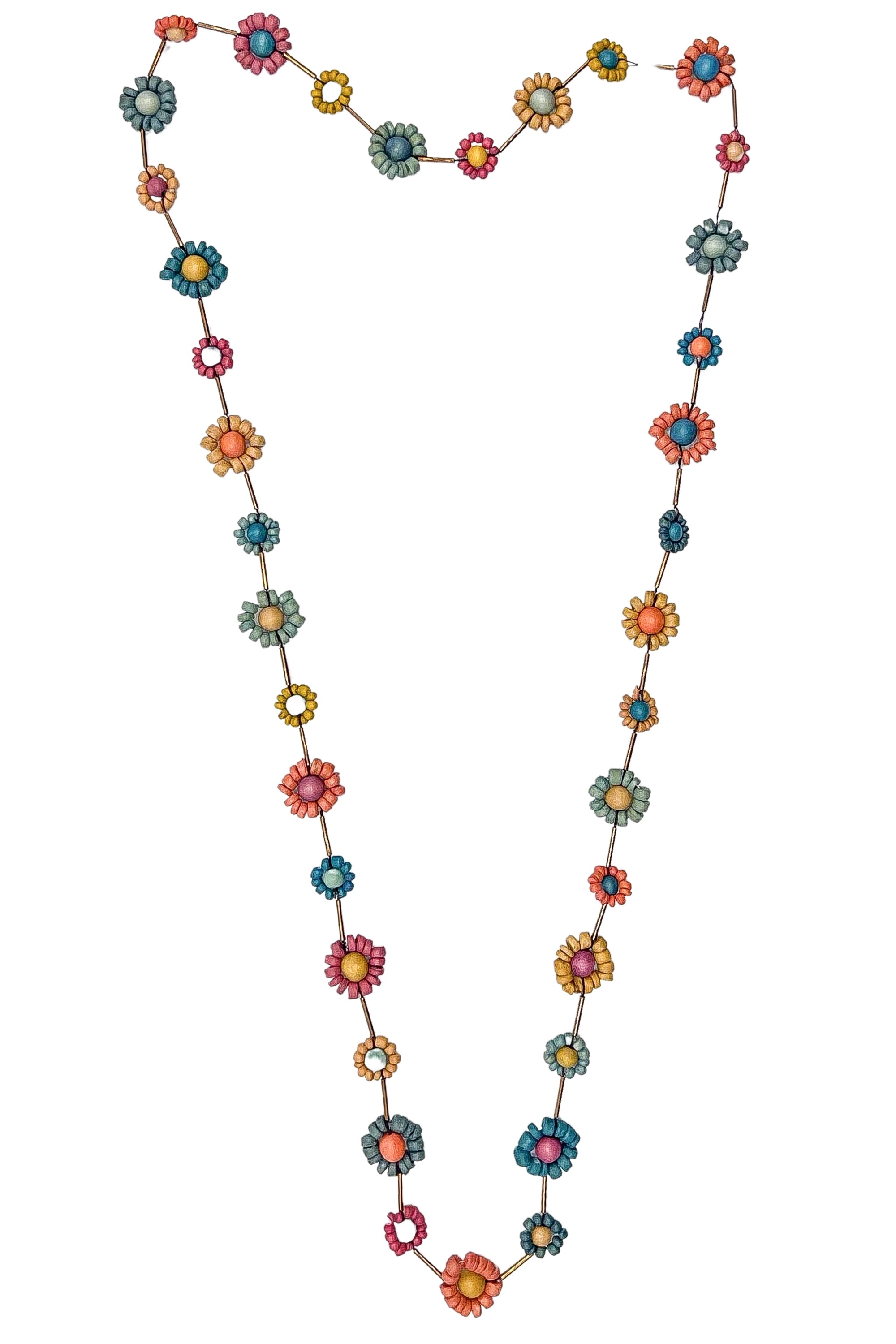 COLLEZIONE ALESSANDRO Lange Kette "Blume", Blumen, geformt aus kleinen Holzperlen