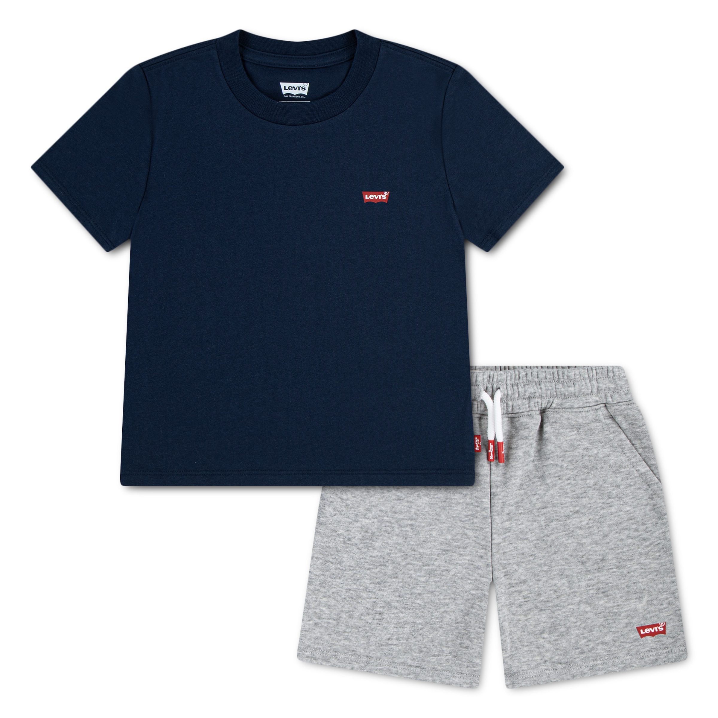 Levis Kids T-Shirt & Sweatbermudas "LVB BATWING TEE & KNIT SHORT" Set, 2 mit kleinem Logo-Batwing-Print